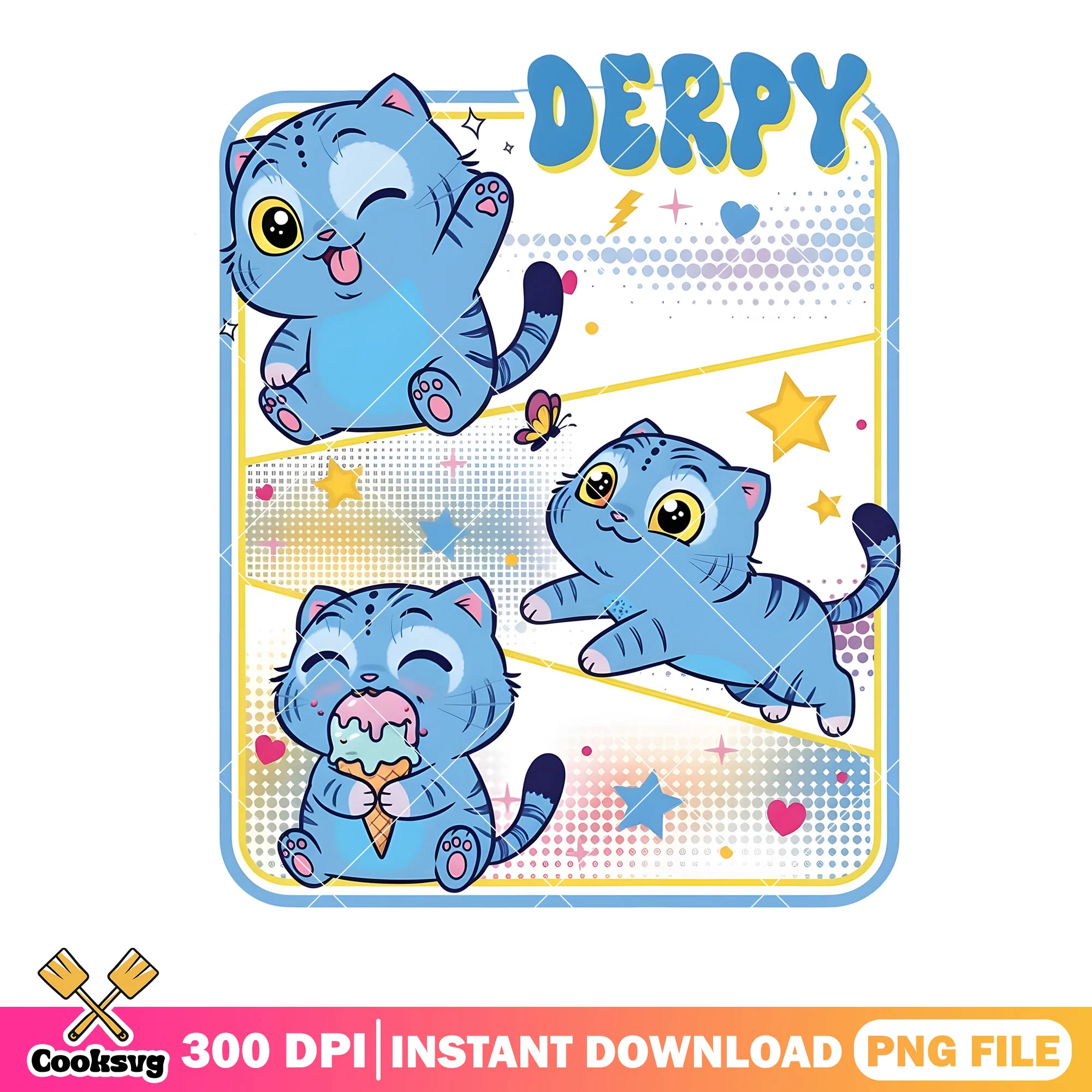 Cute tiger derpy shinny star png, derby cat png, derpy cute png