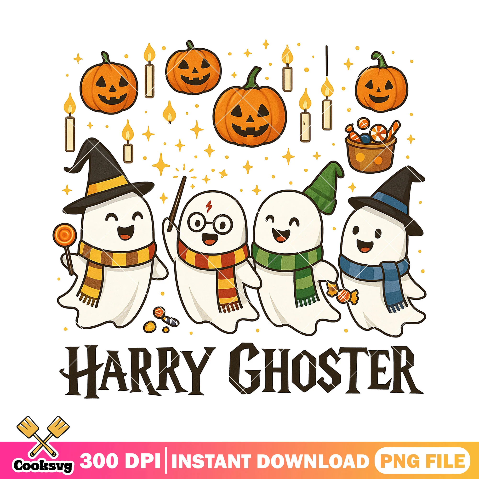 Cute wizard ghosts png, harry ghoster png, halloween ghosts png