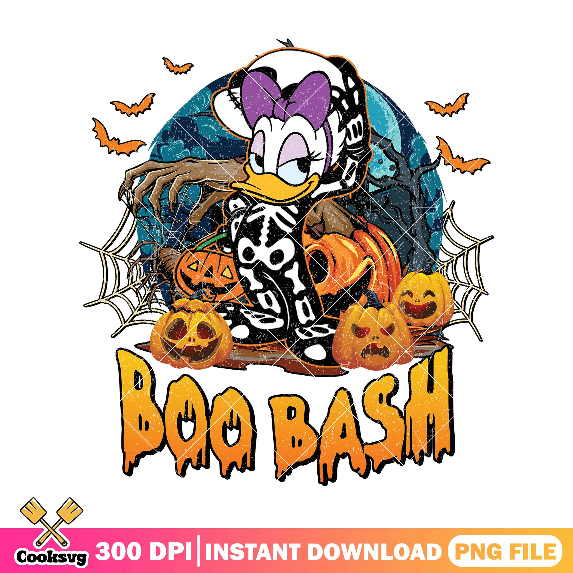 Daisy boo bash png, halloween party png, mickey duck png