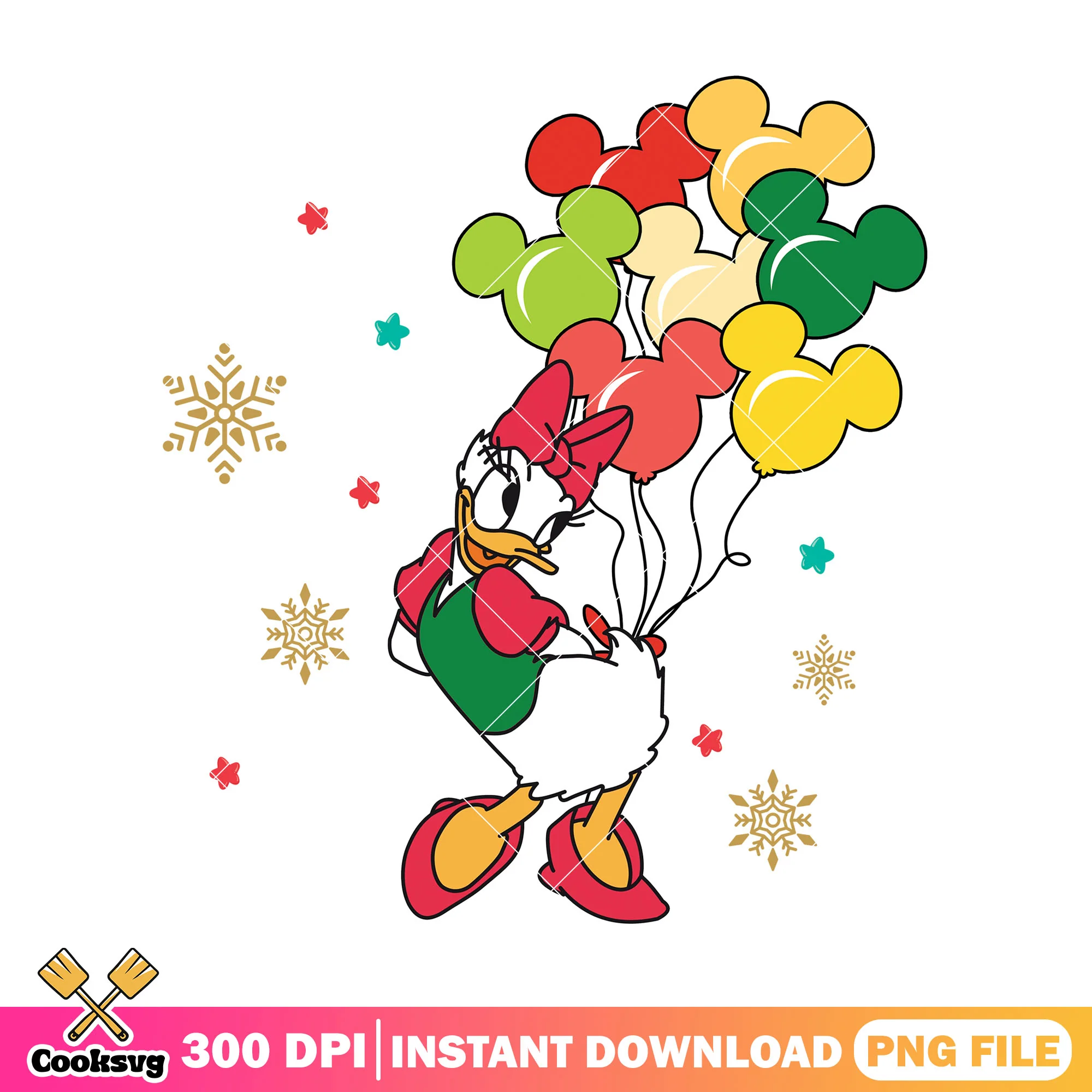Daisy christmas balloon png, christmas gifts png, daisy duck png