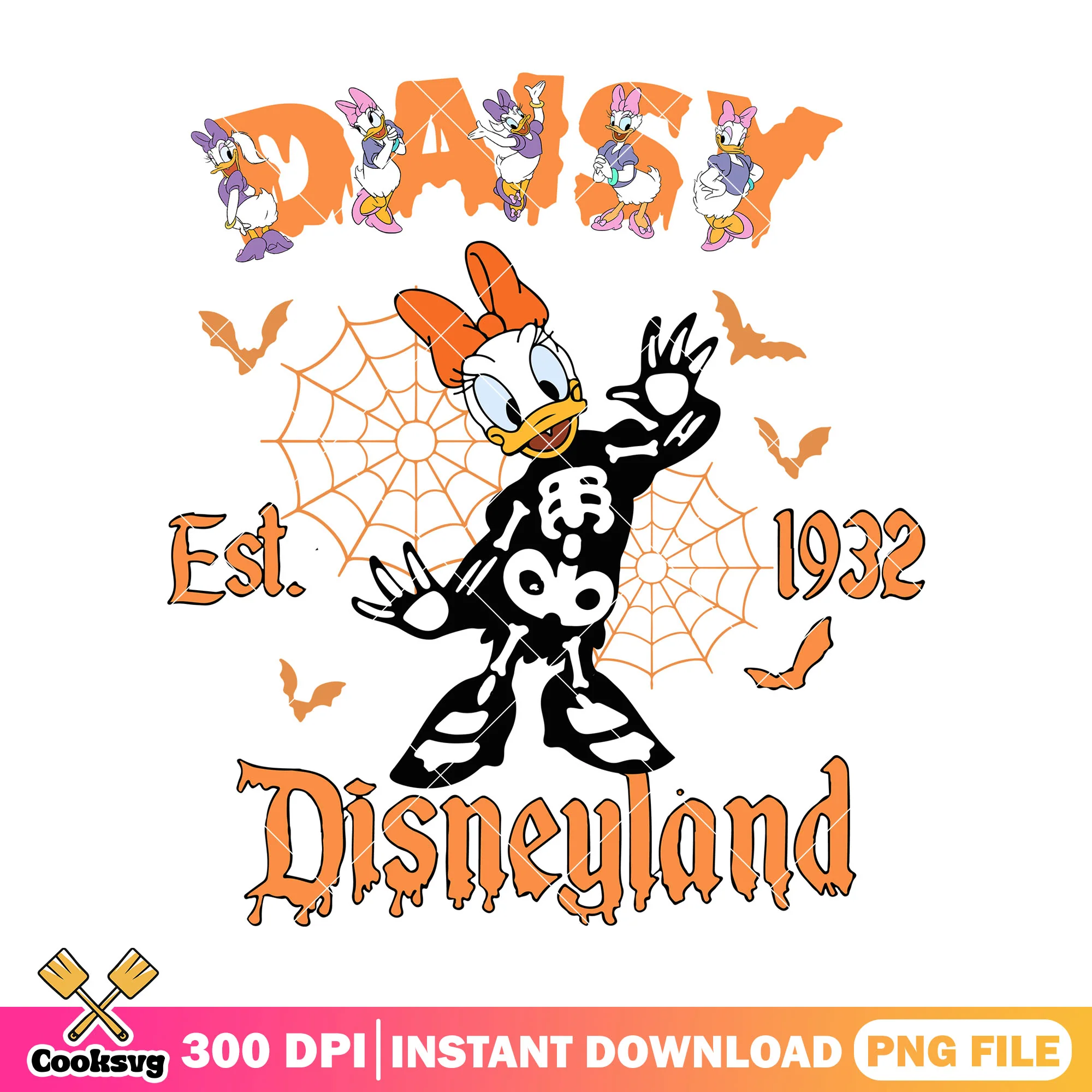 Daisy duck disney land costume skeleton png, halloween costume png