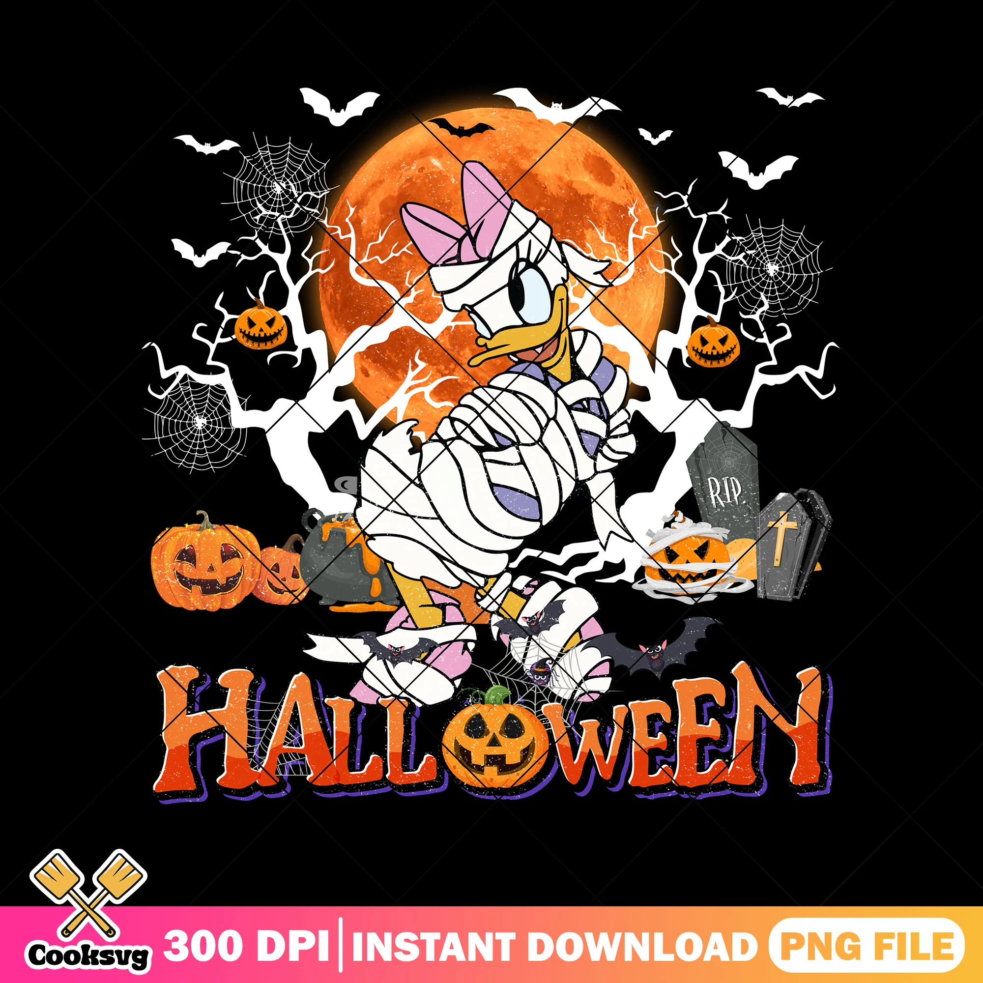 Daisy duck with mummy custome png, daisy cute png, horror duck png