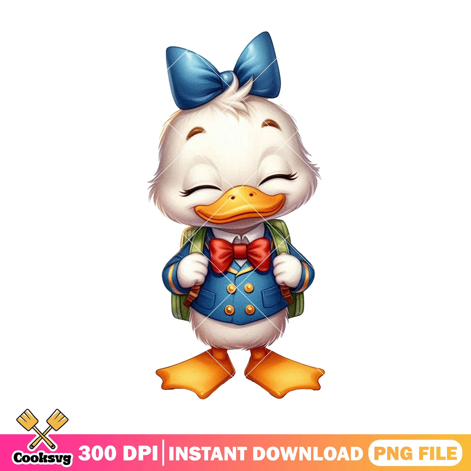Daisy going school png, happy back to school png, daisy cute png