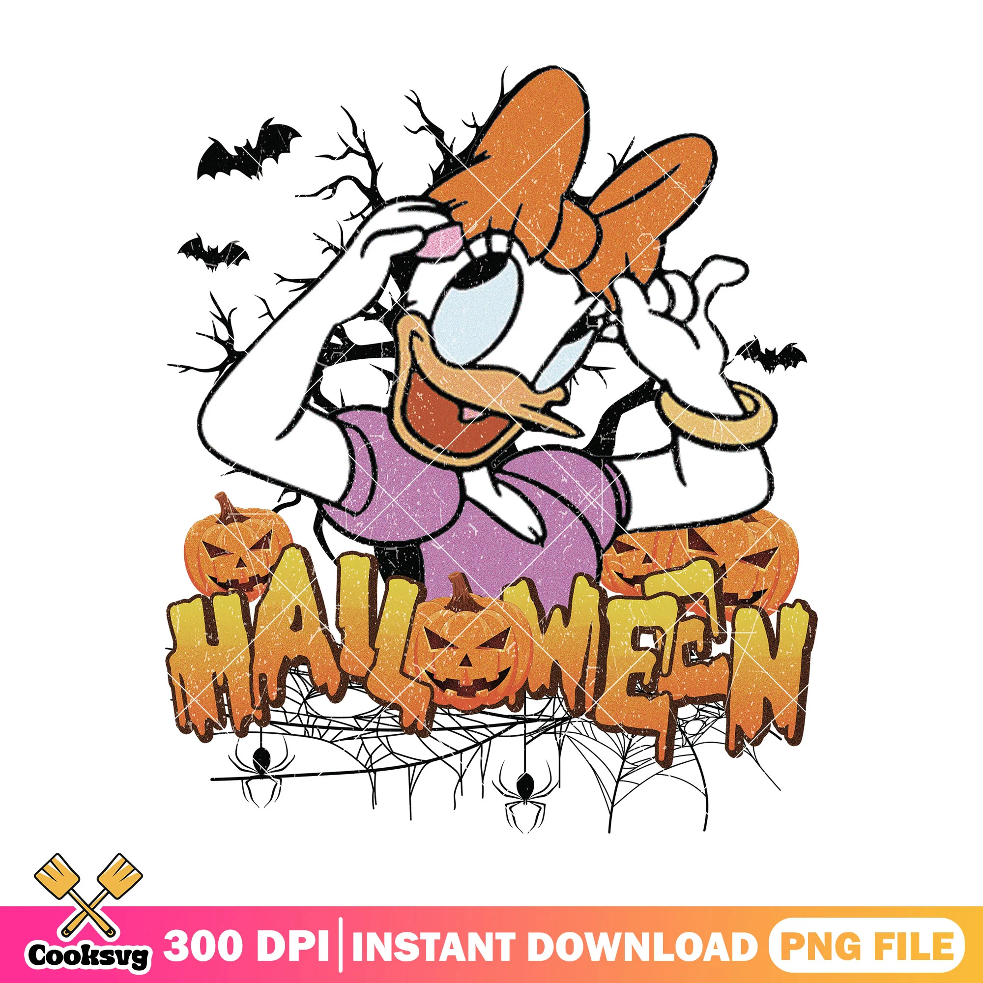 Daisy halloween design png, daisy duck png, daisy from mickey mouse png