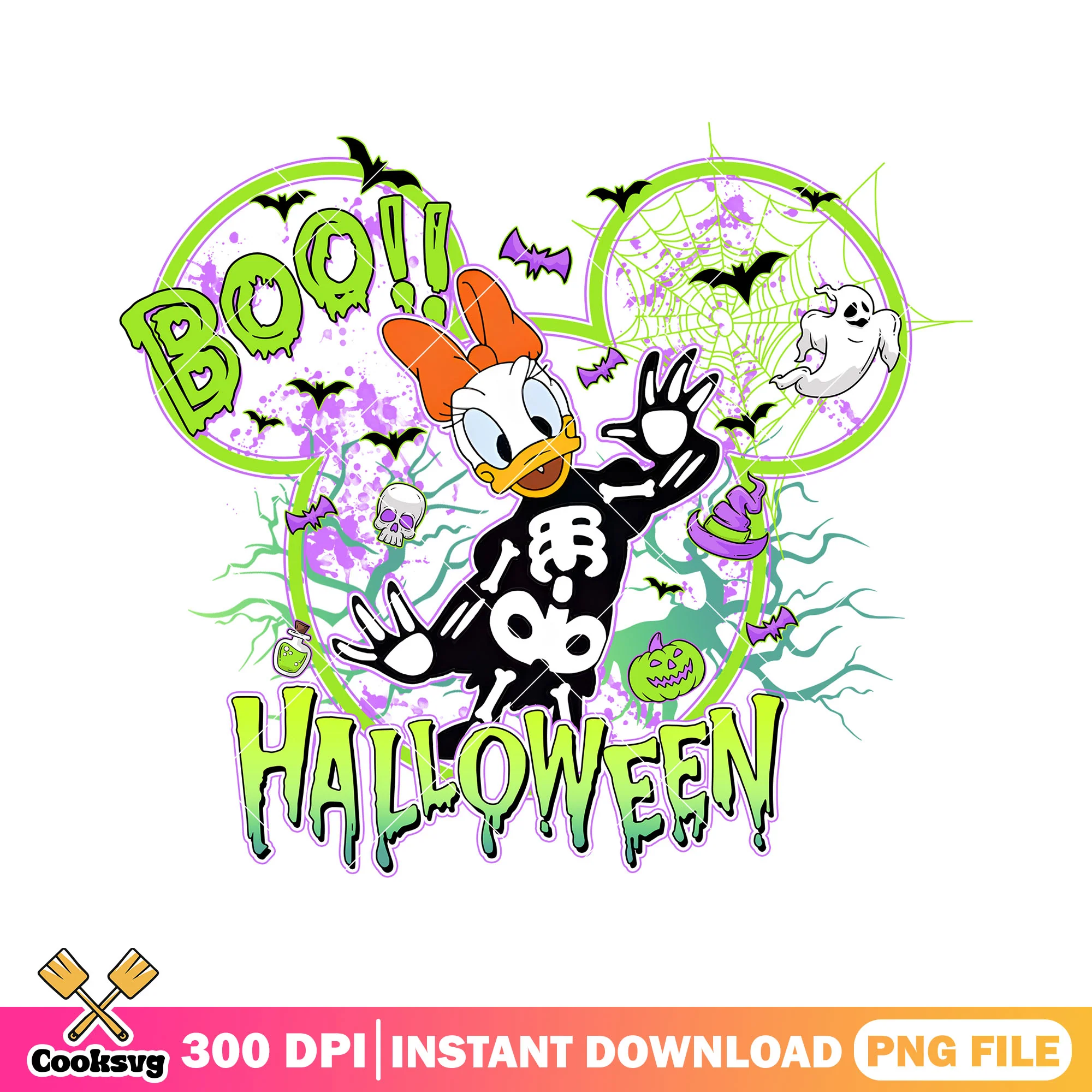Daisy in skeleton outfit png, when is halloween png, disney daisy png