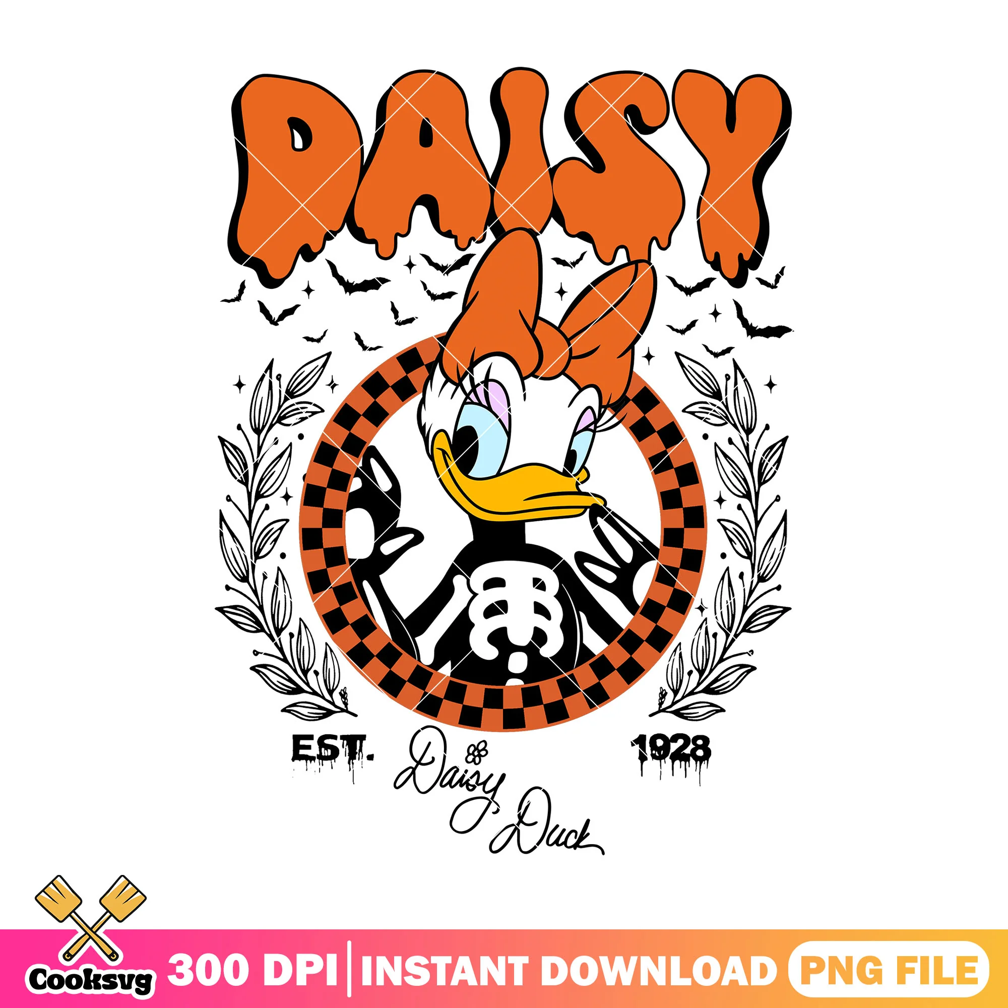 Daisy skeleton est 1928 png, disney halloween png, daisy duck png