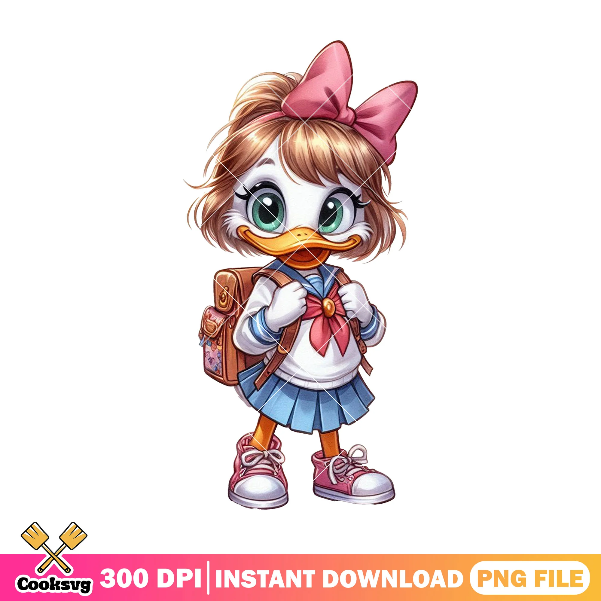 Daisy standing file png, back to school day png, daisy cartoon png