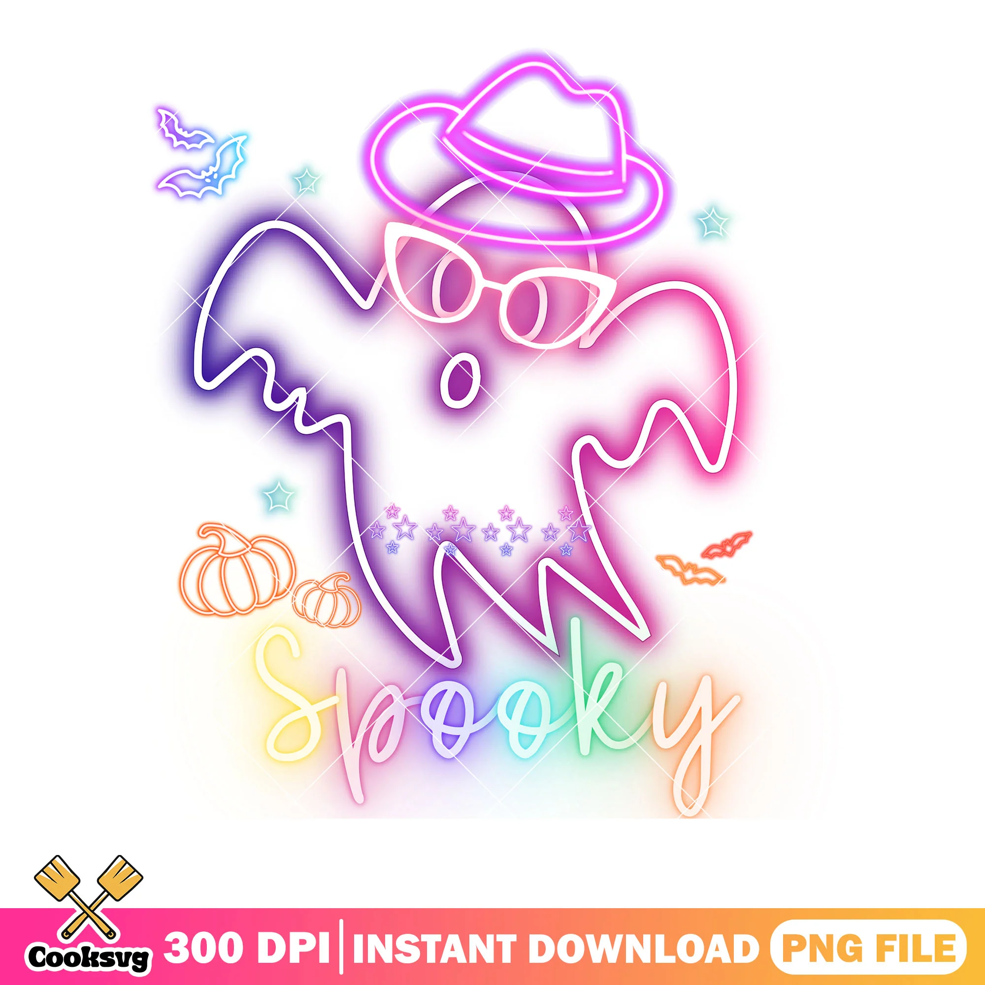 Dancing ghost spooky led png, scary bats png, scary halloween png