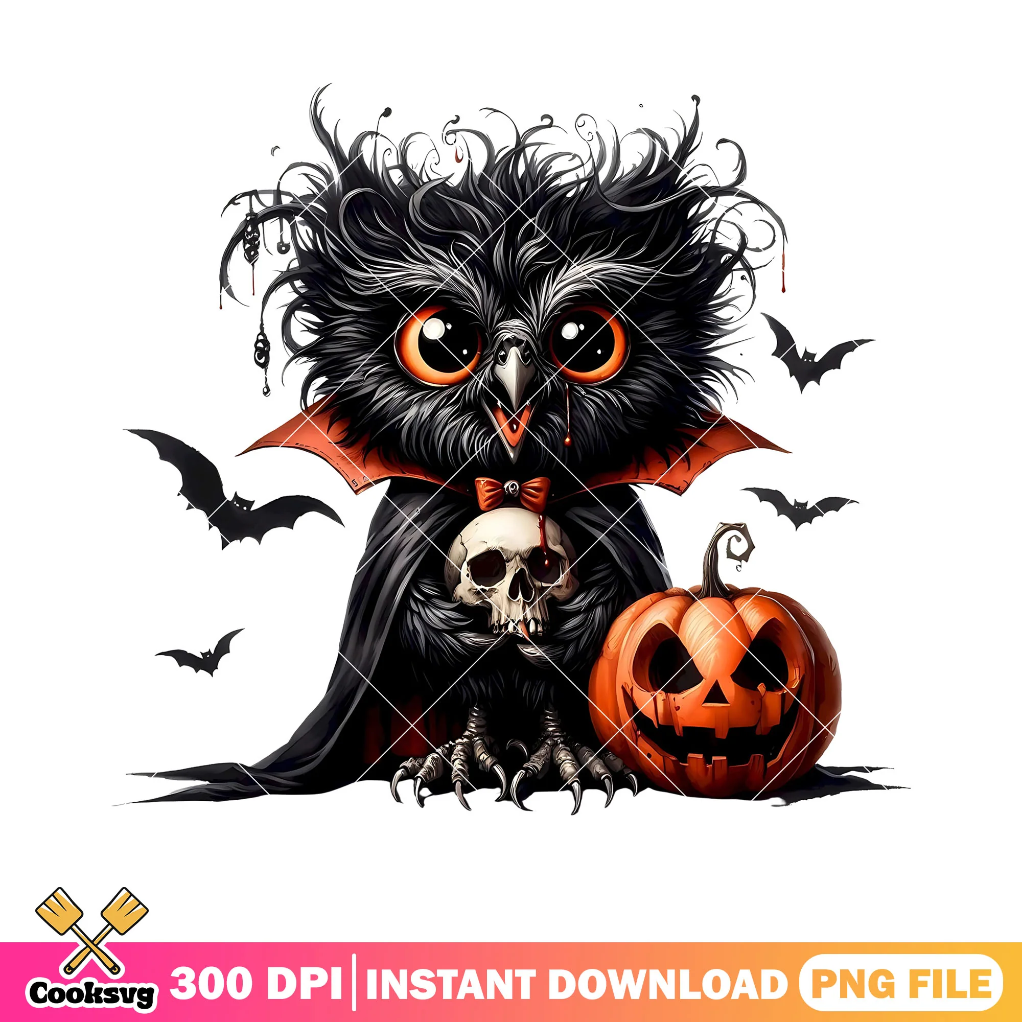 Dark owl vampire png, jack o lantern png, scary halloween night png