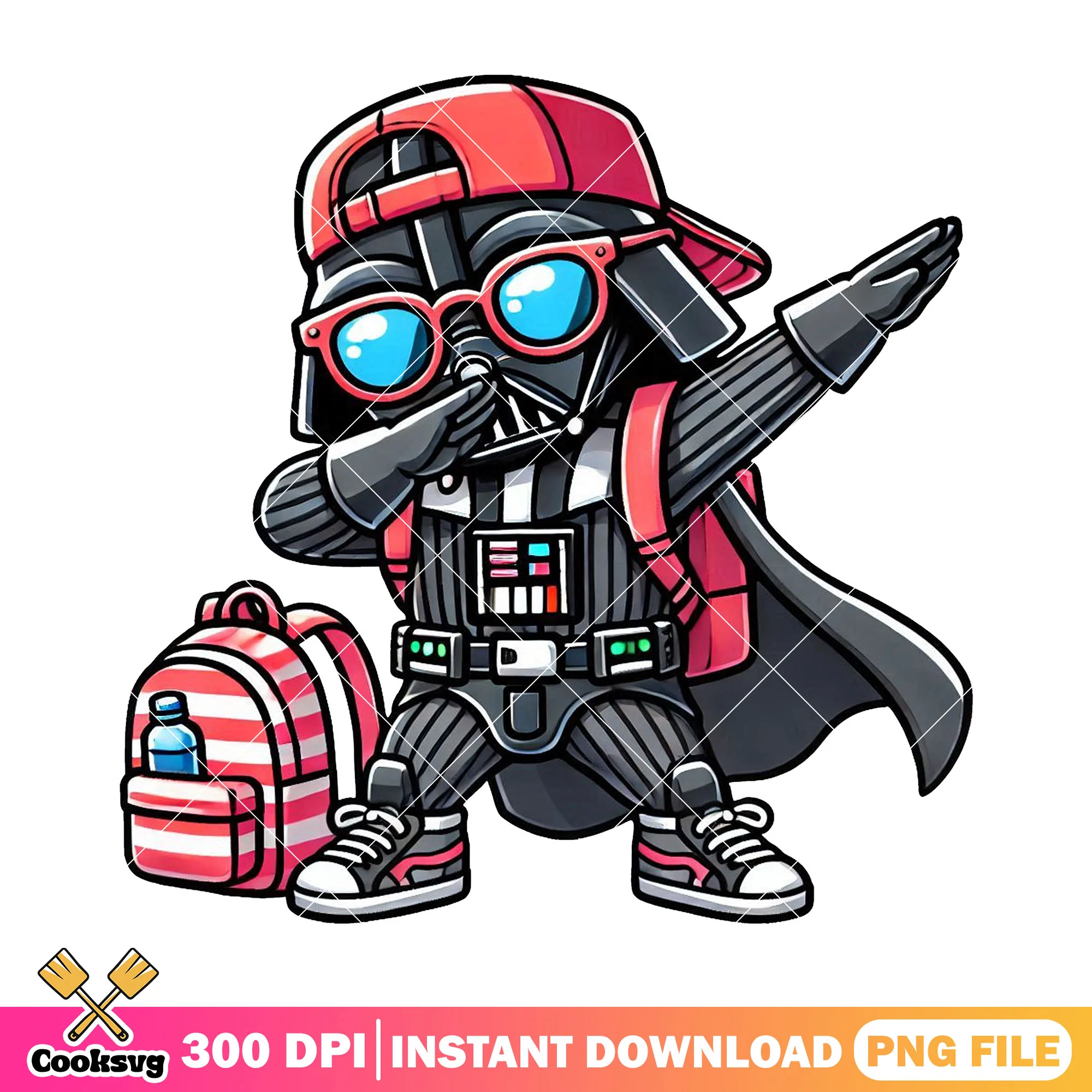 Darth vader chibi design png, star war png, welcome back to school png