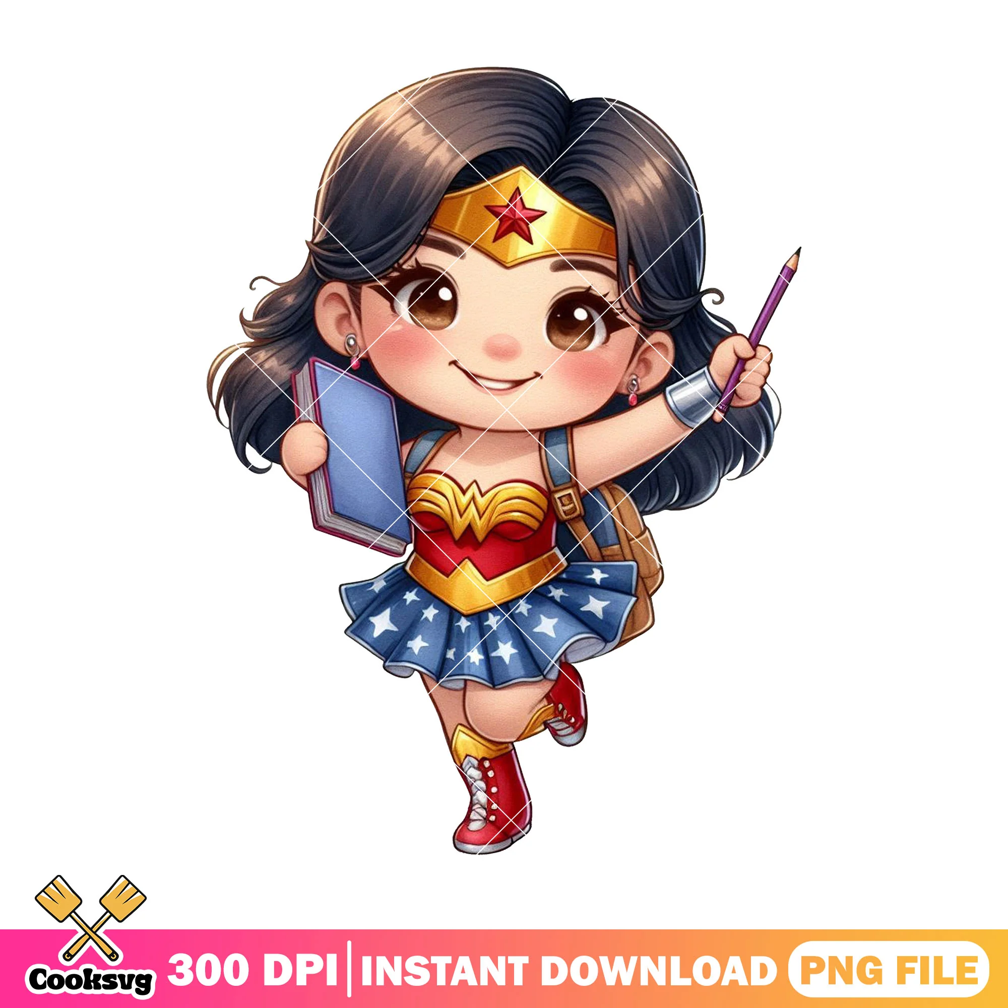 Dc wonder woman design png, dc comics png, back to school art png
