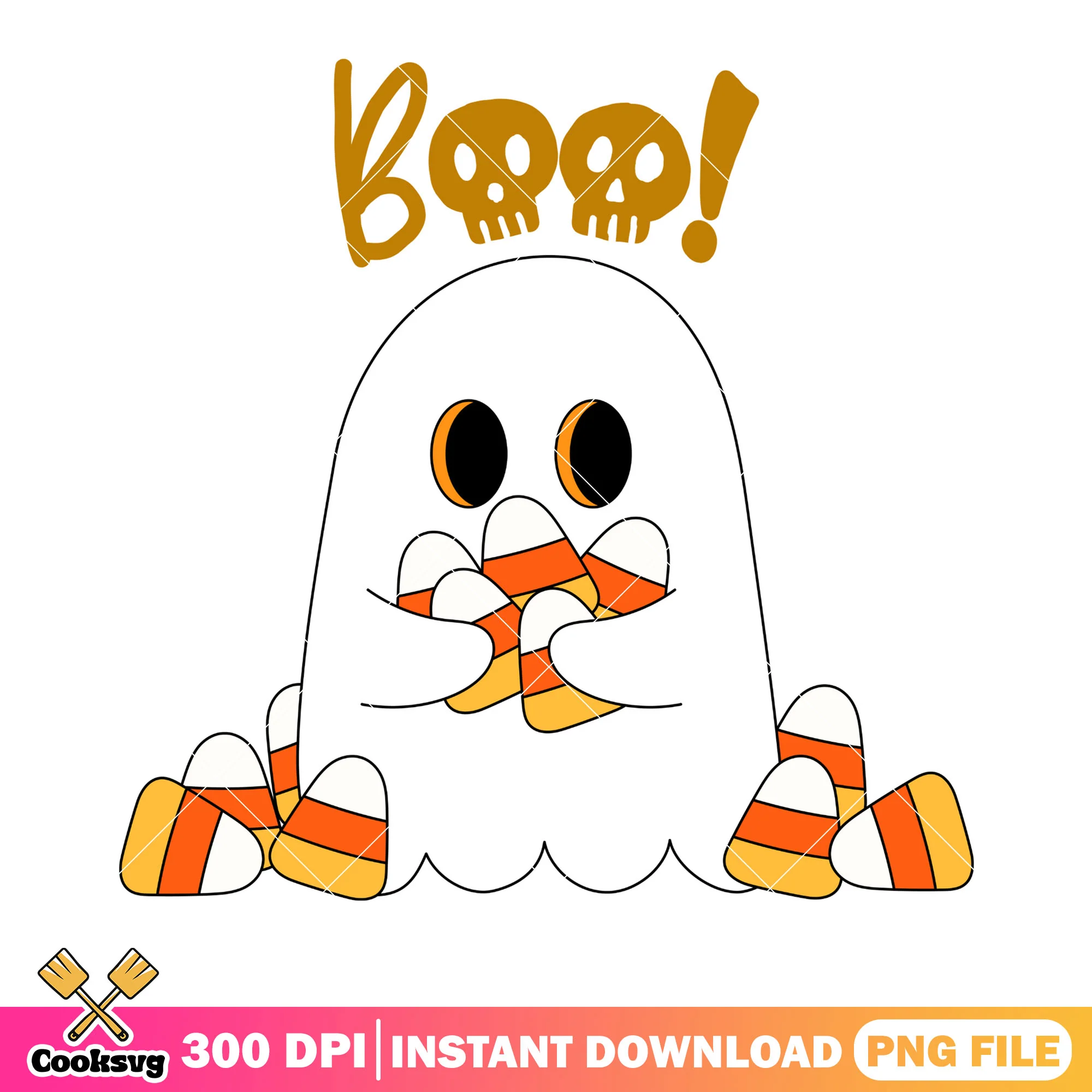 Dead Boo ghost costume png, corn candy png, halloween scary png