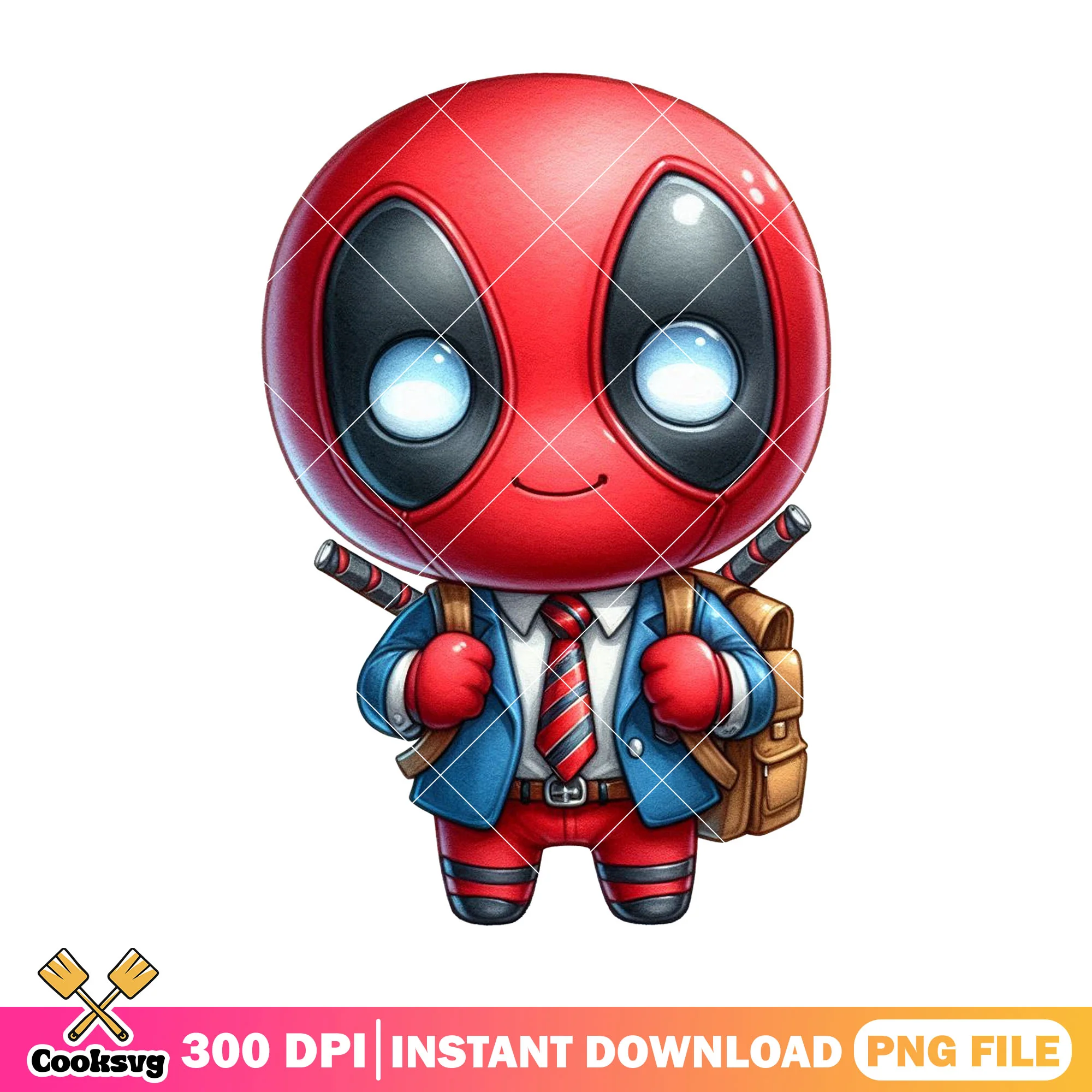 Deadpool going school png, marvel art png, back to school day png