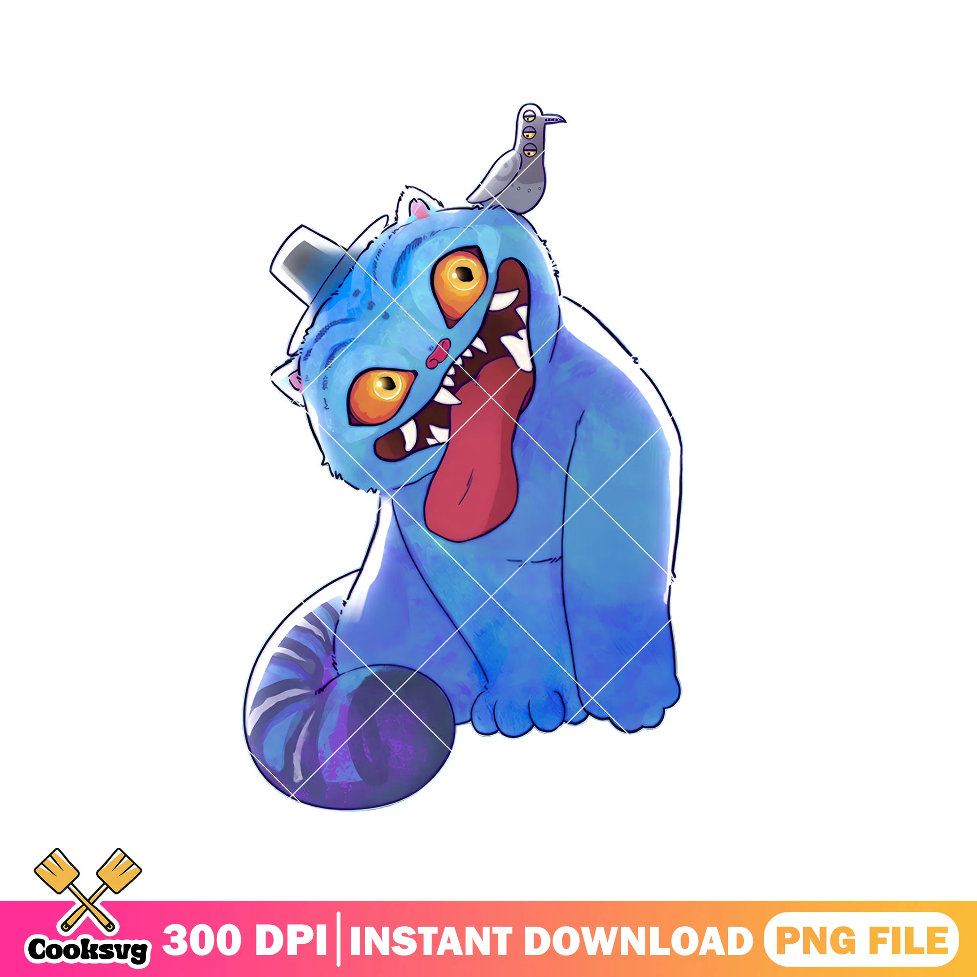 Demon hunter mascot kpop png, mascot kpop png, blue cat crow png