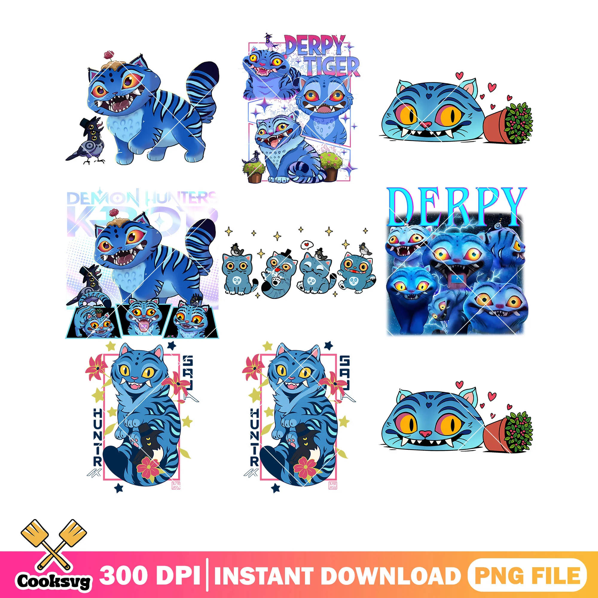 Derpy cute moment png bundle, derpy cat png, derpy tiger png