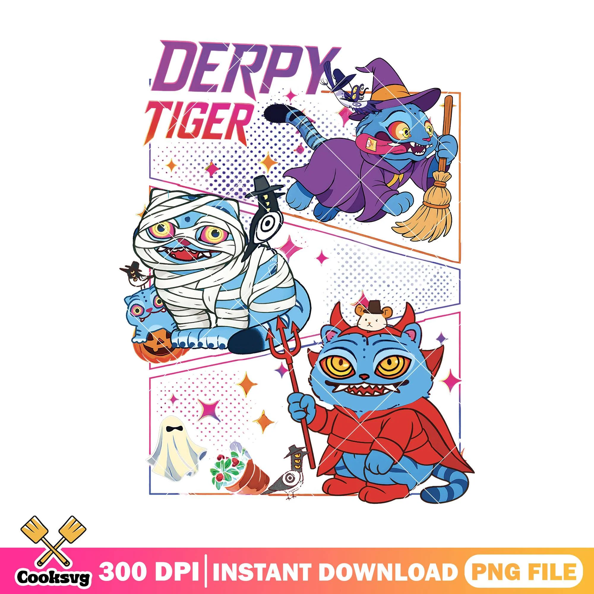 Derpy tiger halloween costume png, happy halloween png, derpy tiger png