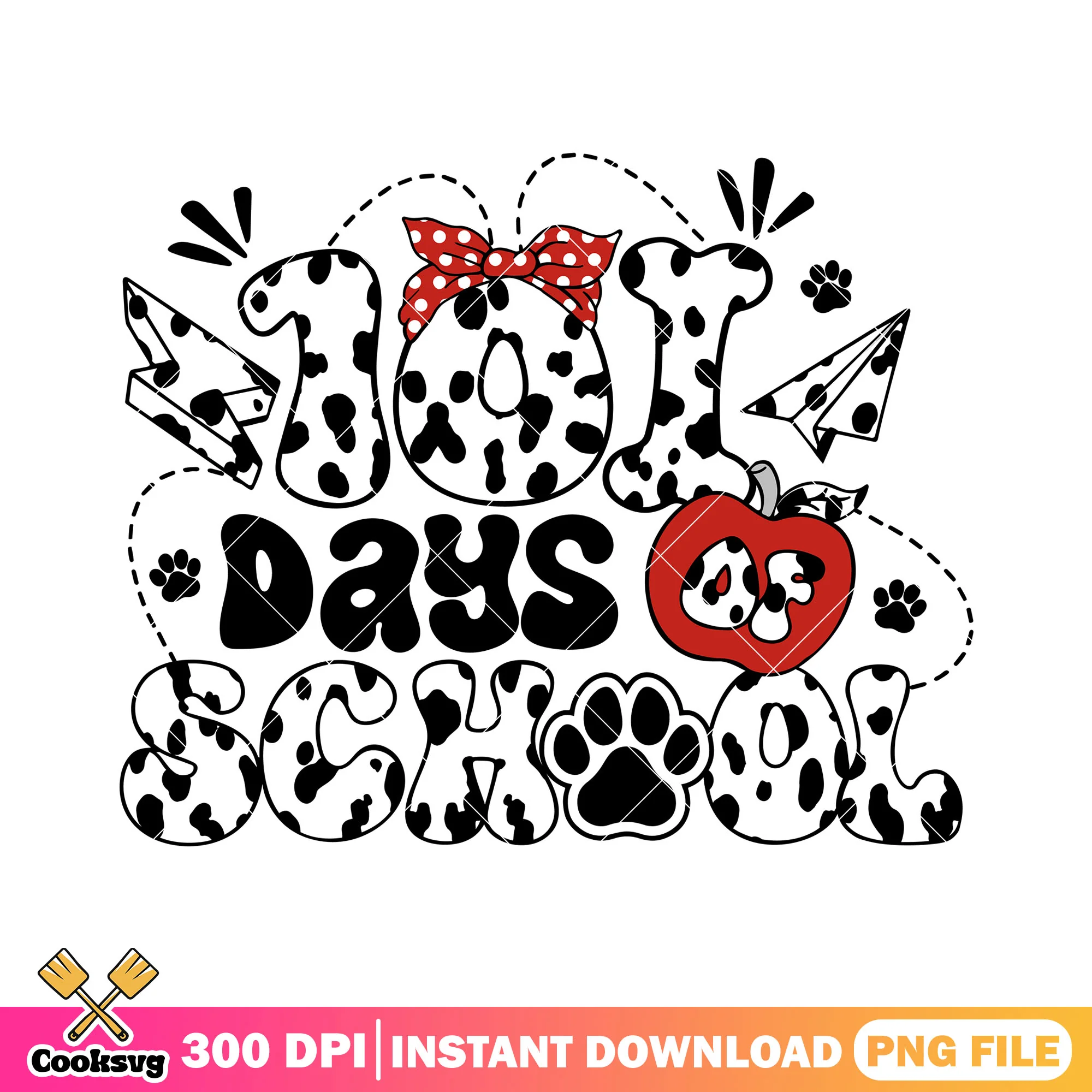 Design 101 days of school png, back to school png, dalmatians art png