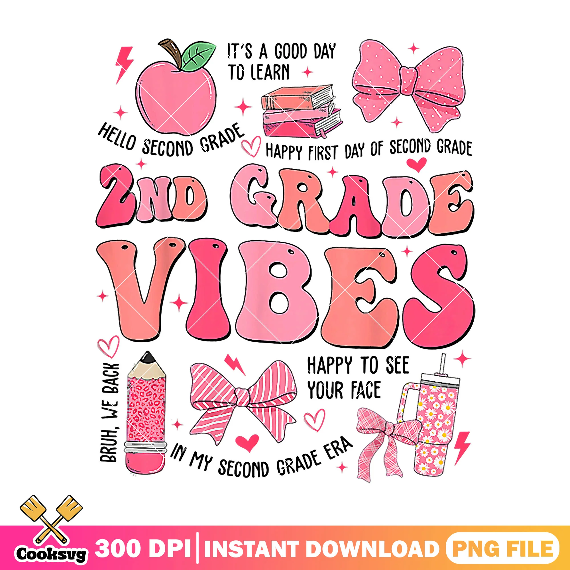 Design 2nd grade vibes png, poster png, going back to school png