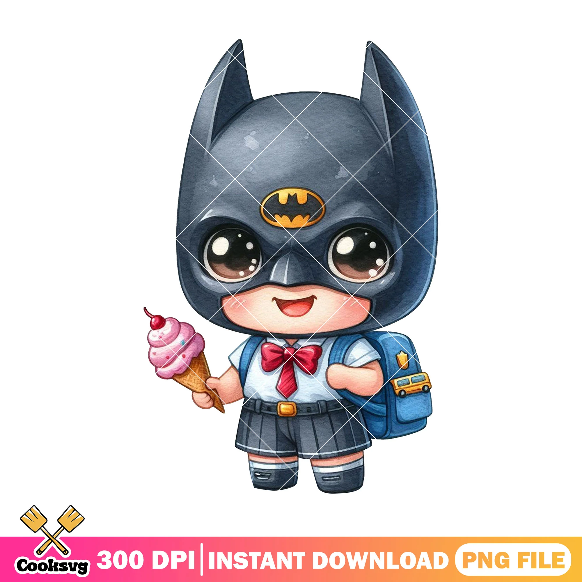 Design batman ice scream png, dc character png, welcome back to school png
