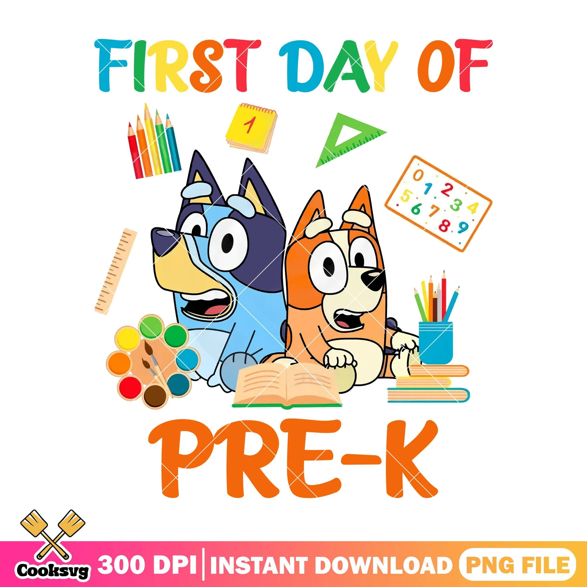 Design bingo bluey png, happy back to school png, pre-k school png