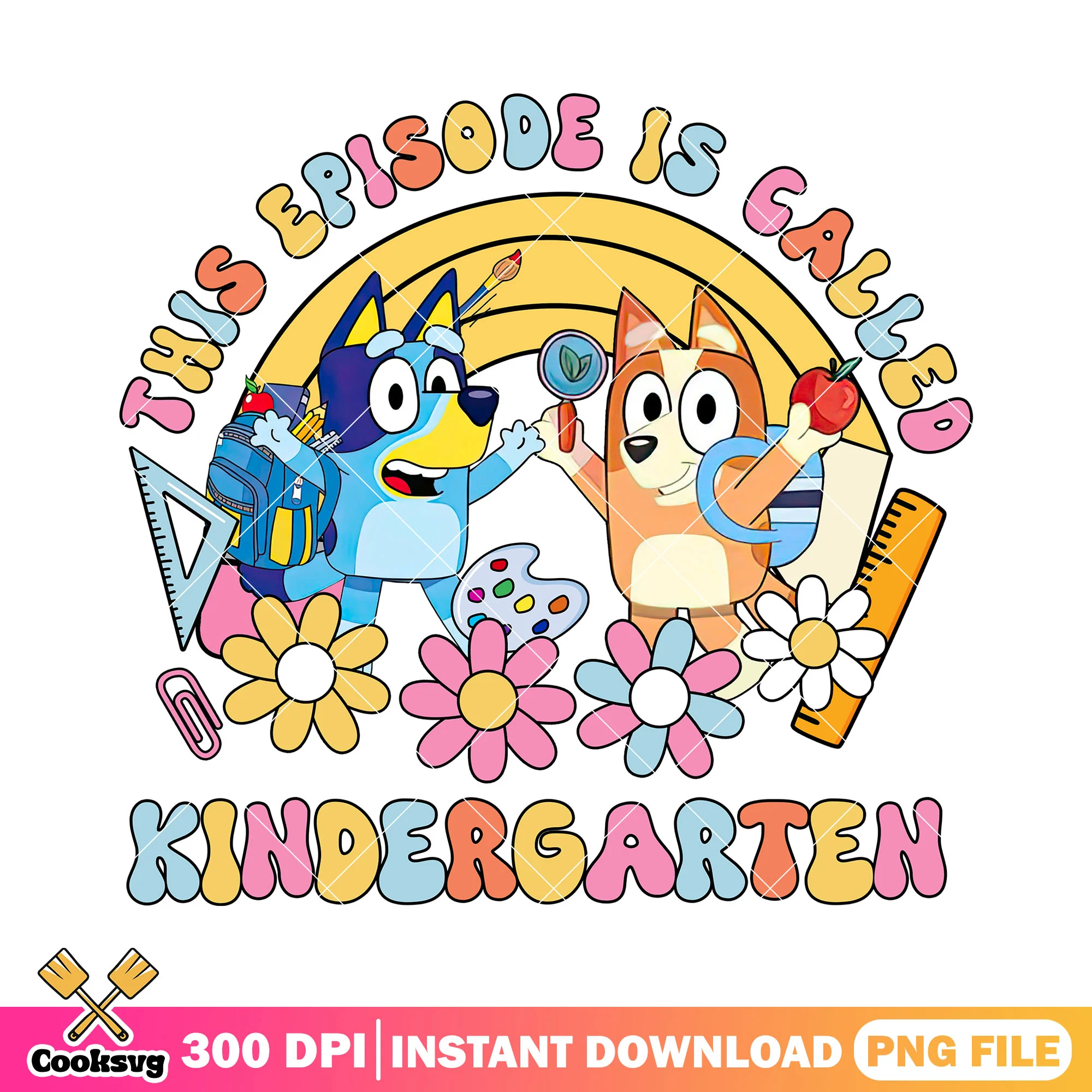 Design bluey và bingo png, kindergarten png, back to school png