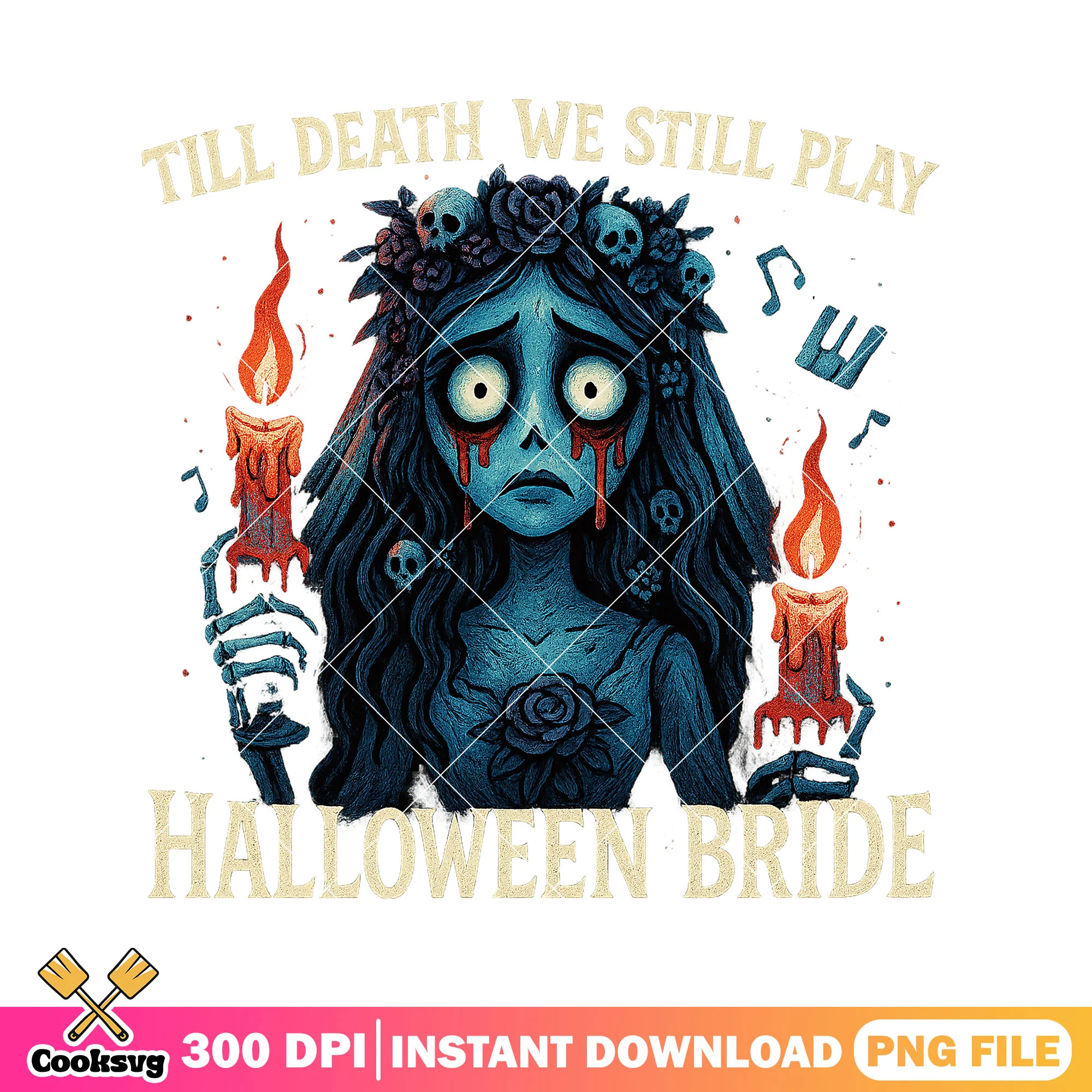 Design halloween bride png, halloween cartoon png, horror halloween png