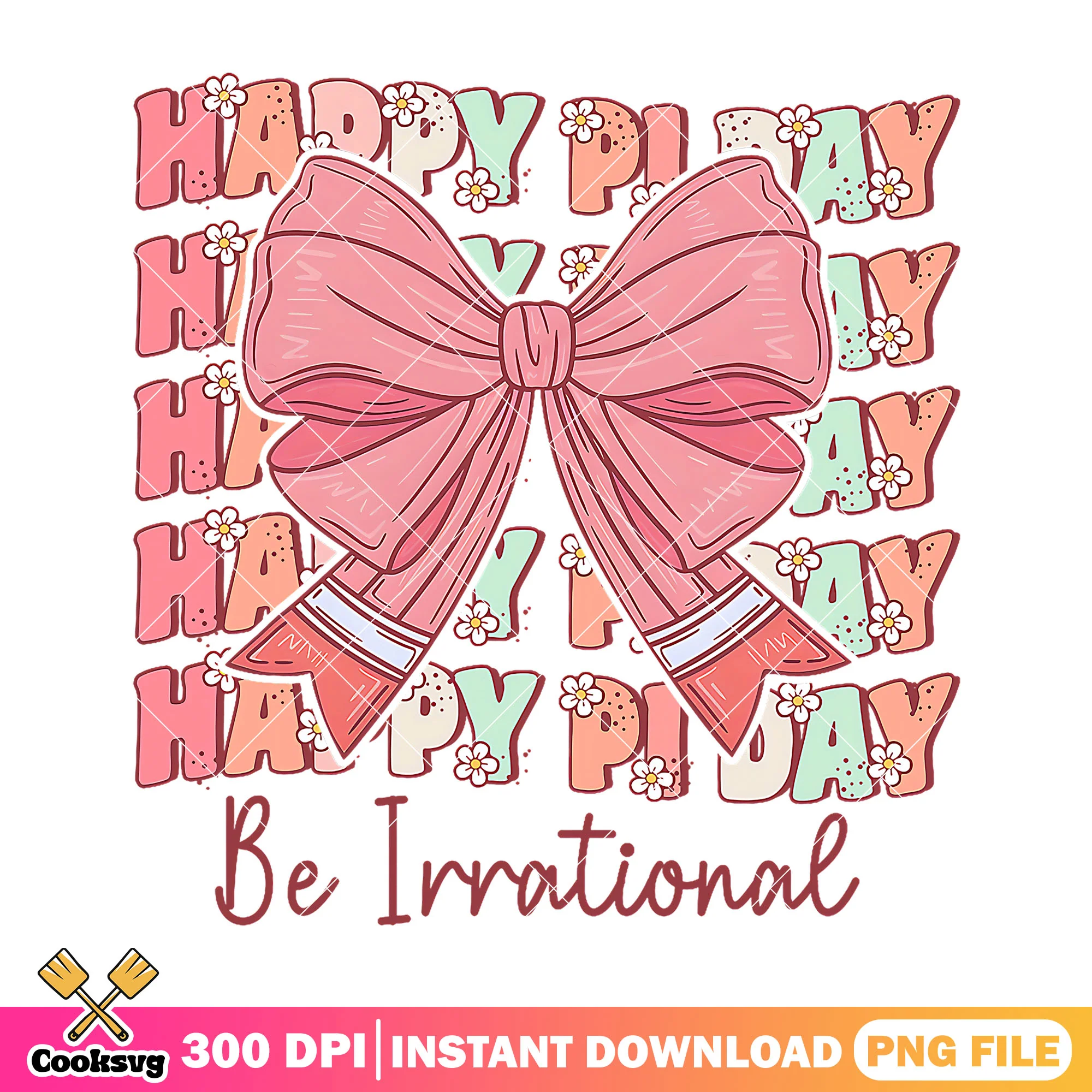 Design happy pi day png, bow pink png, going back to school png