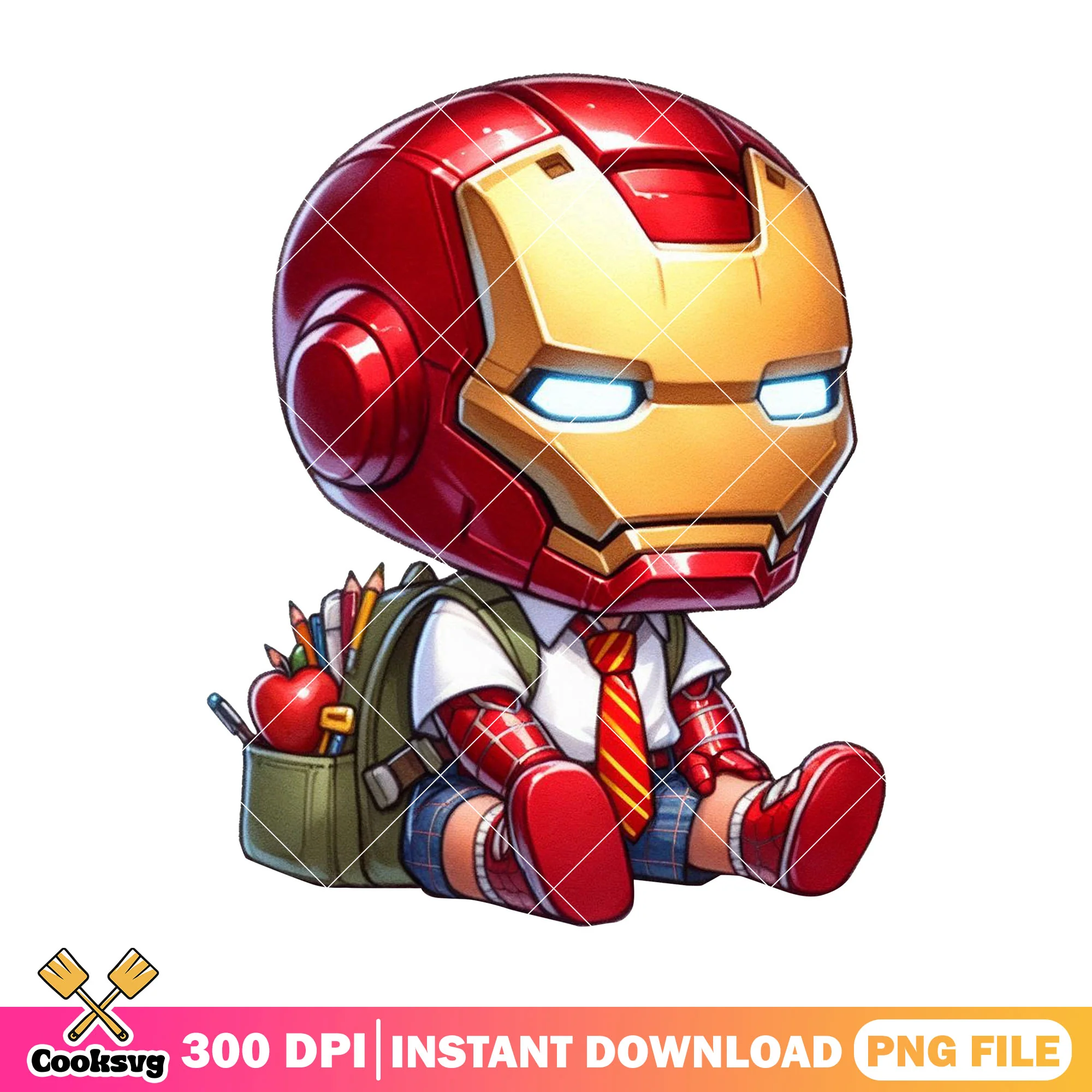 Design iron man loves school png, marvel comic png, back to school png