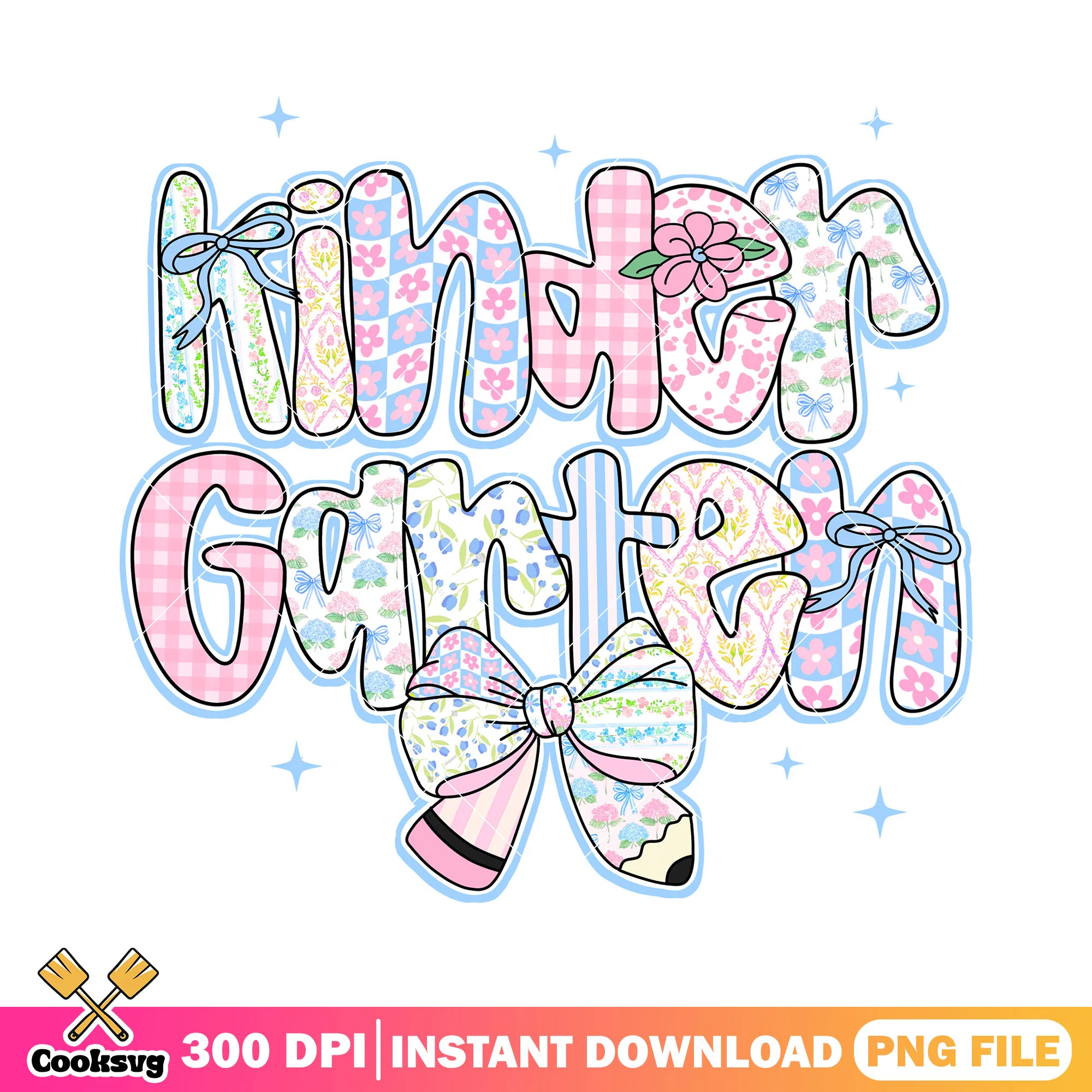 Design kindergarten file png, bow art png, back to school poster png