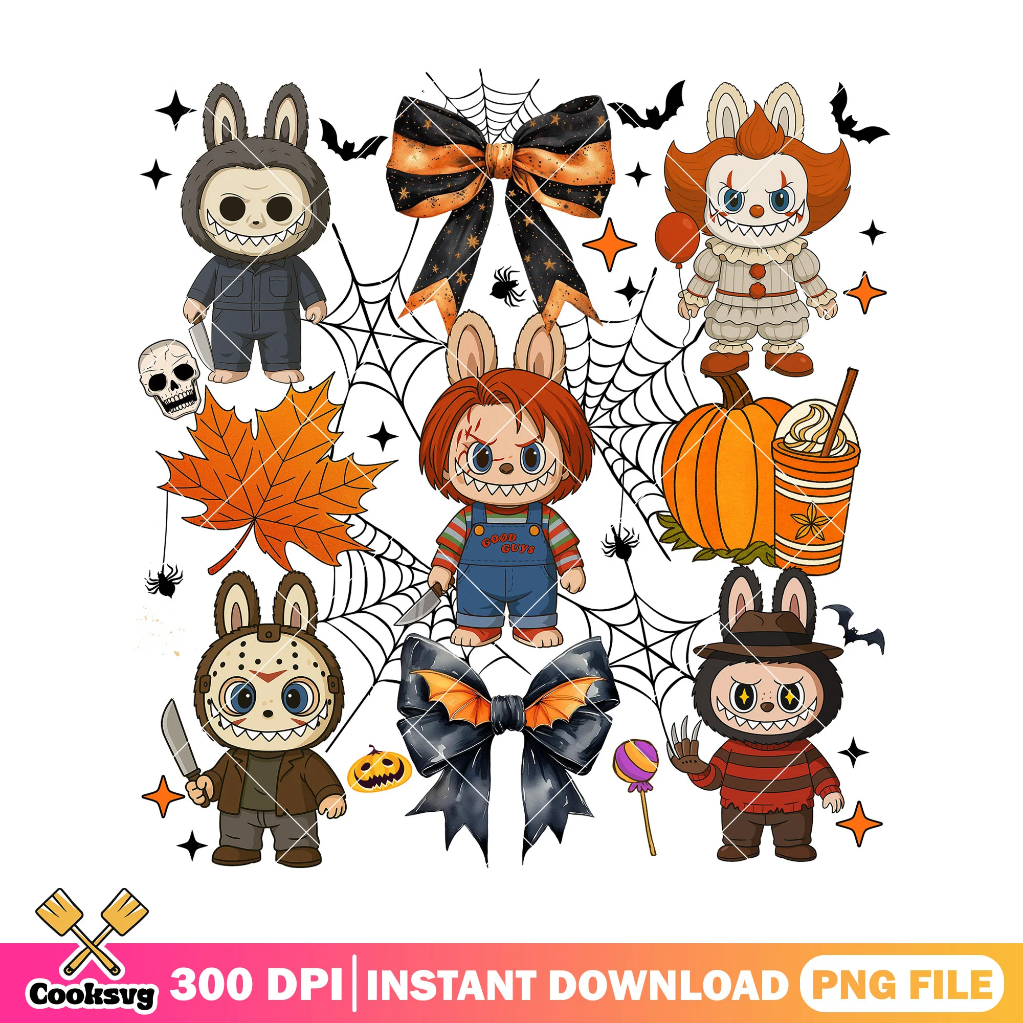 Design labubu halloween png, happy halloween png, labubu cute dolls png