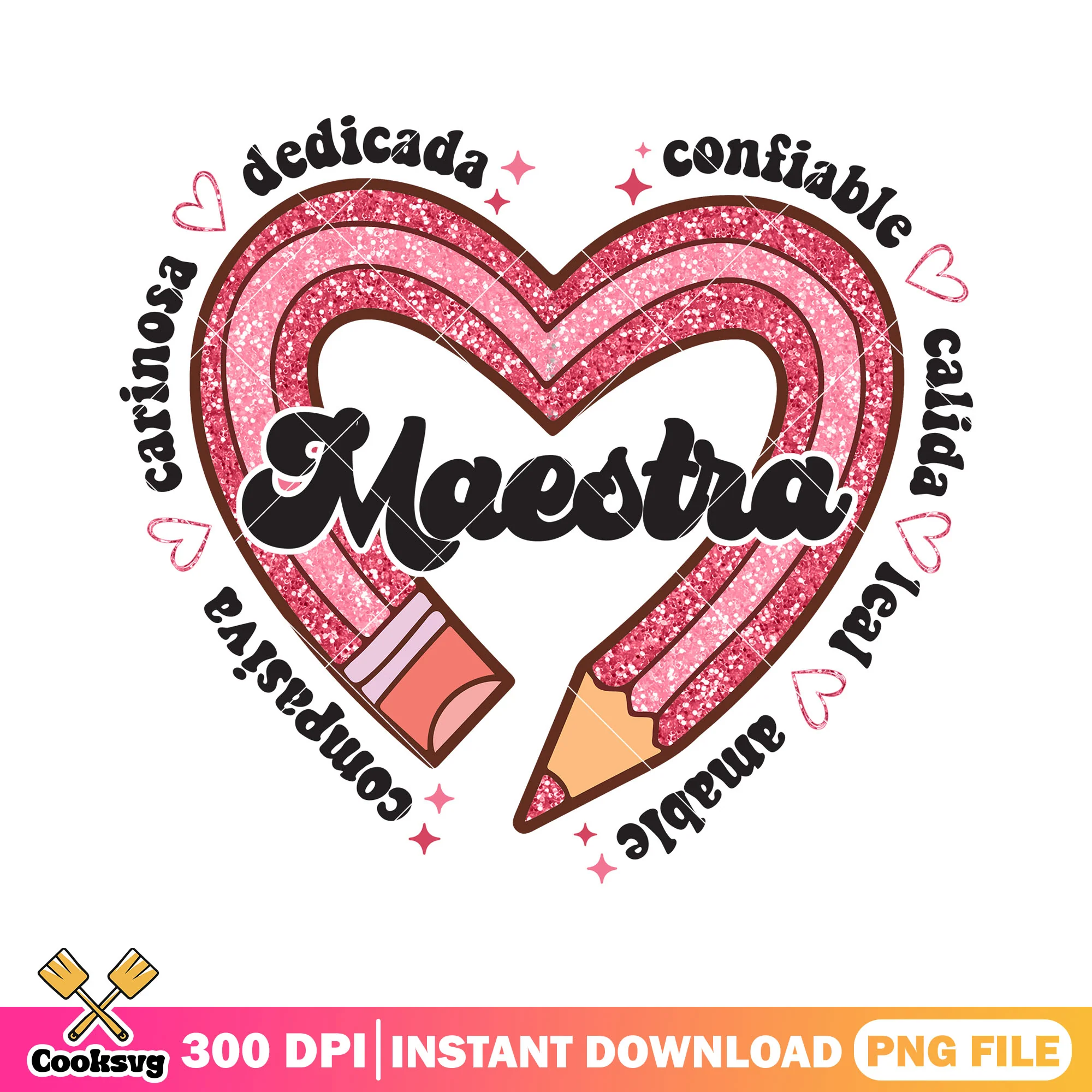 Design maestra pencil png, back to school idea png, heart art png