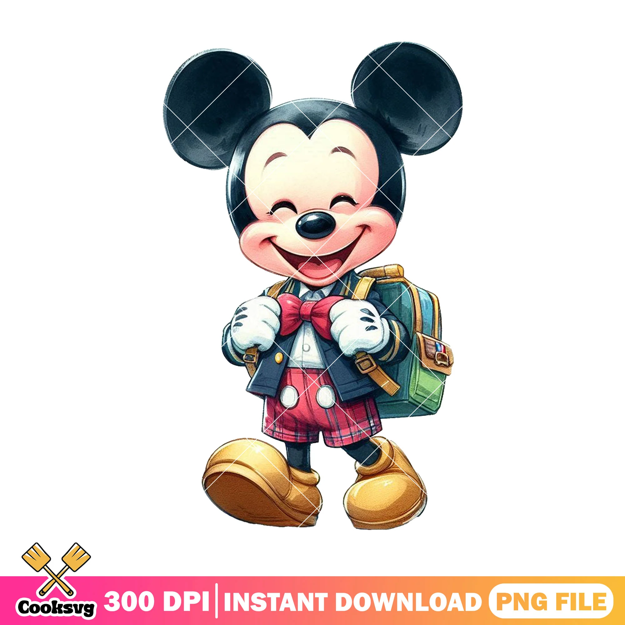Design mickey back school png, cute mickey png, back to school art png