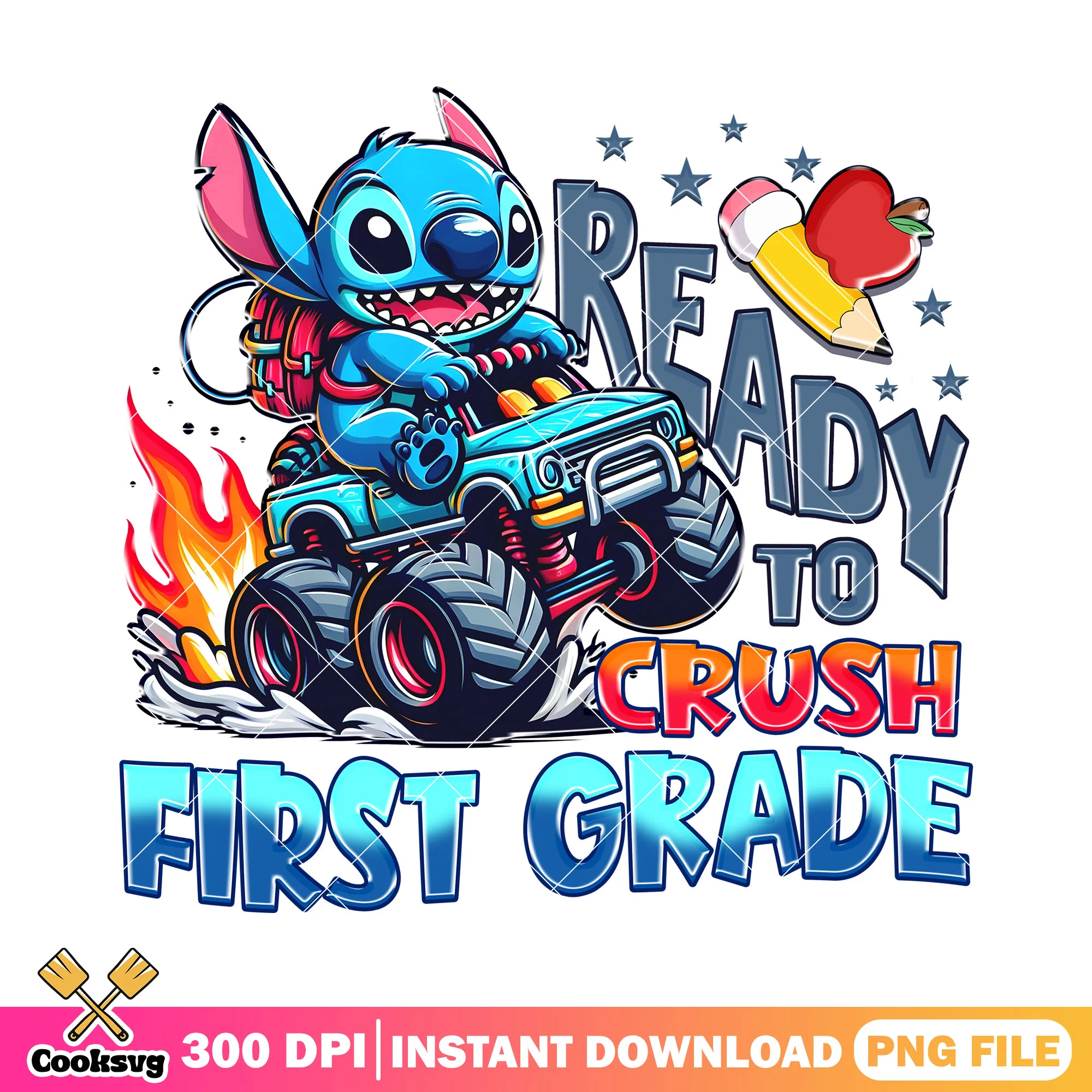 Design ready to crush file png, stitch art png, back to school day png