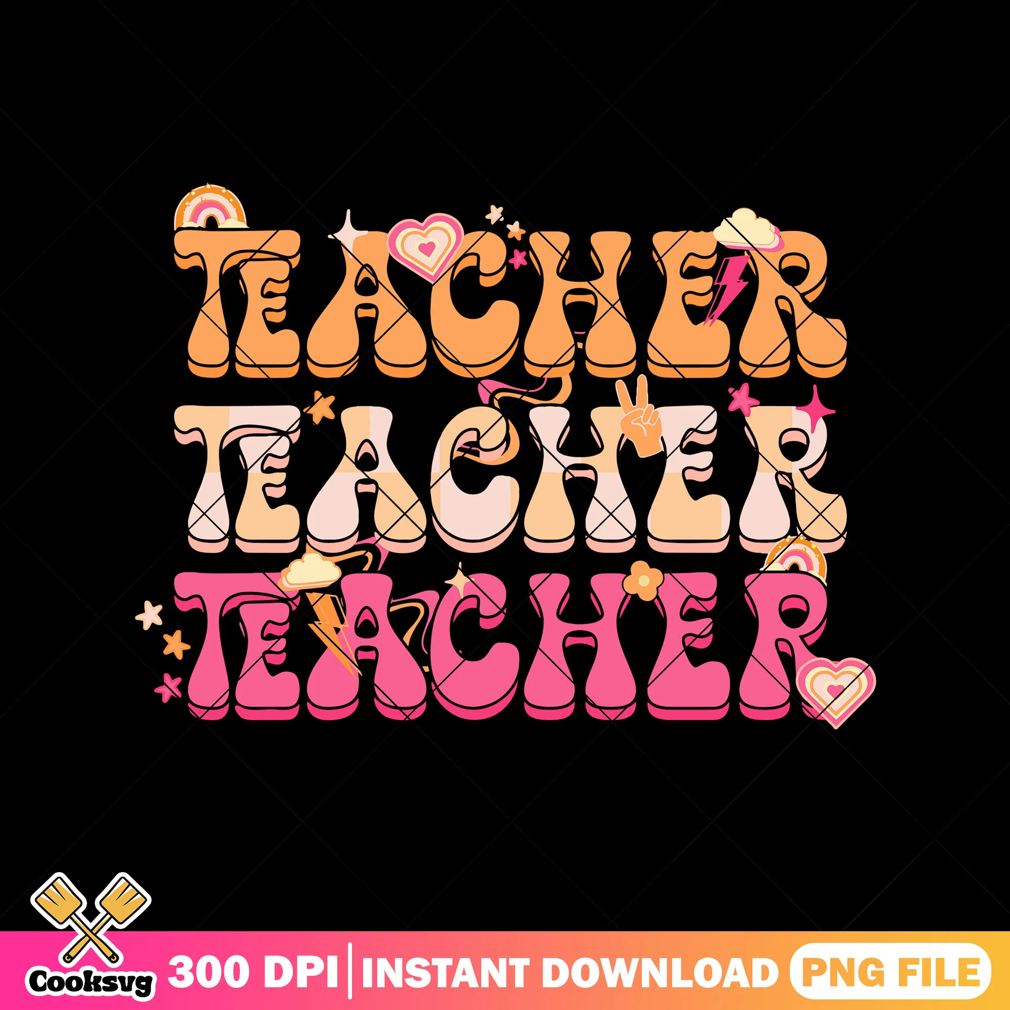 Design teacher font png, back to school day png, art font png