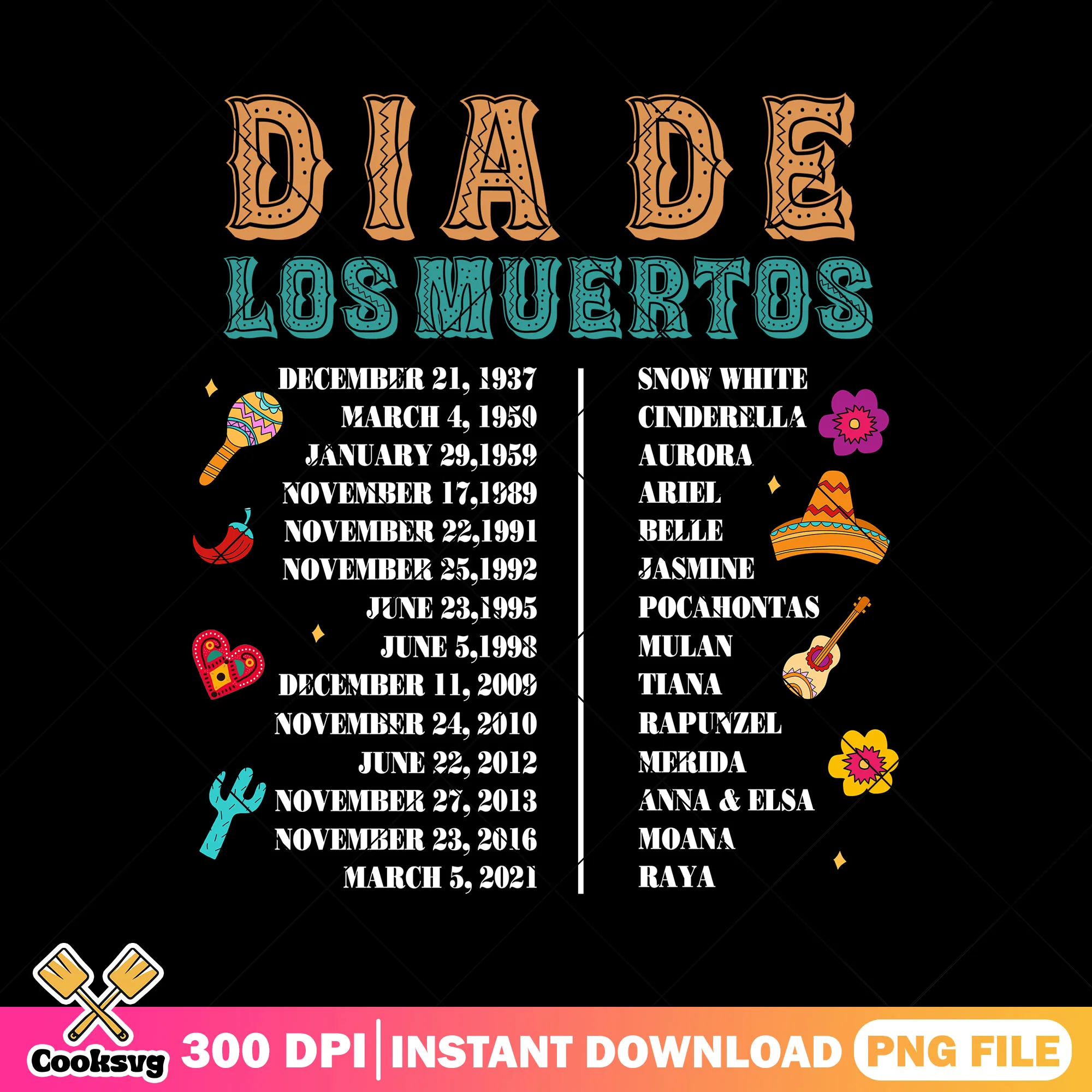 Dia de los muertos art png, disney art png, scary disney png