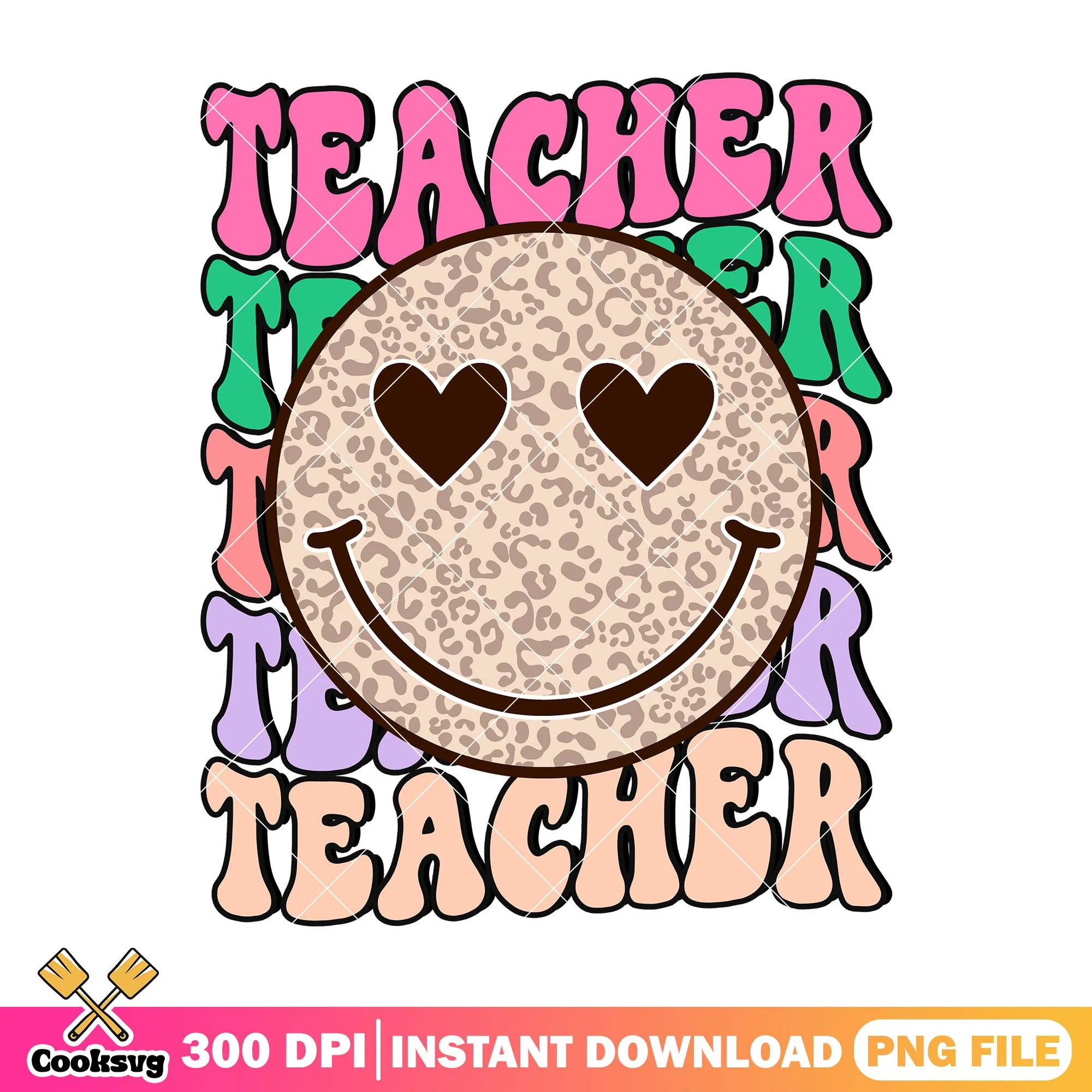 Different colors teacher font png, smile icon png, back to school png