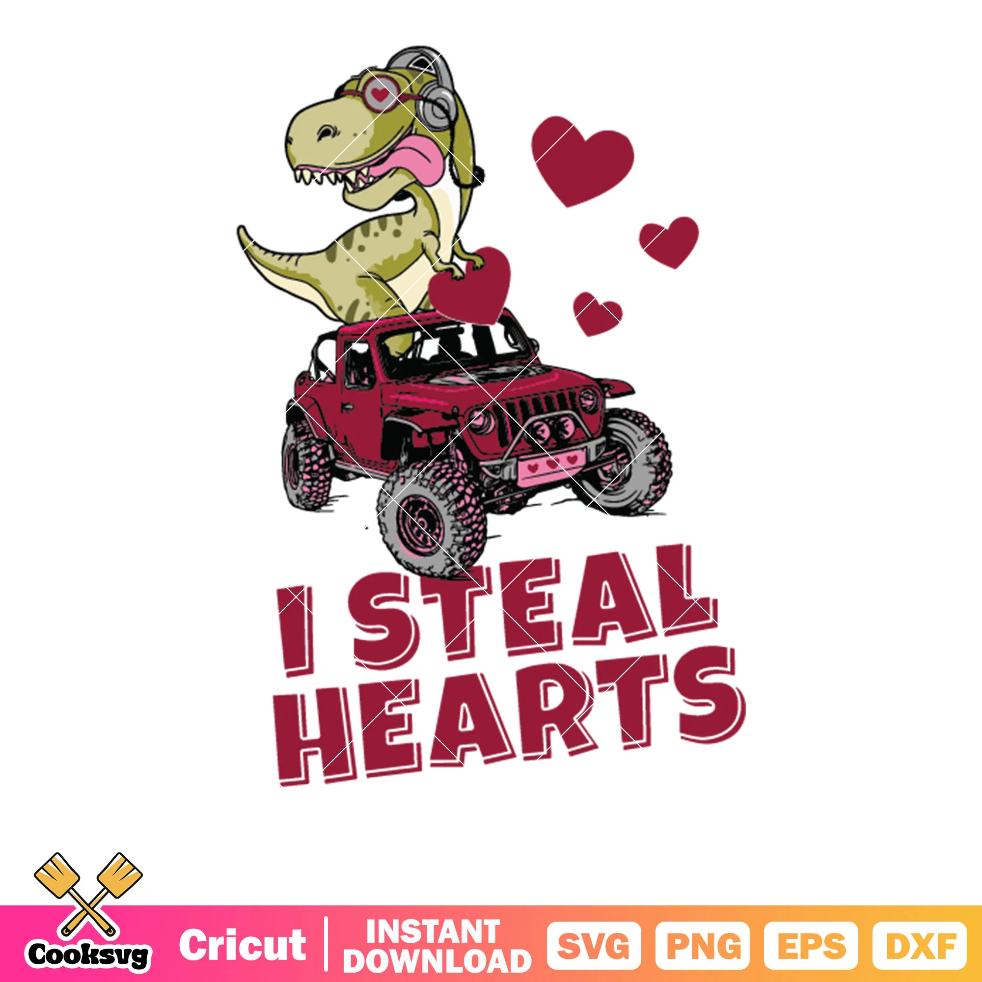Dinosaur I steal hearts valentine svg, dinosaur valentine svg