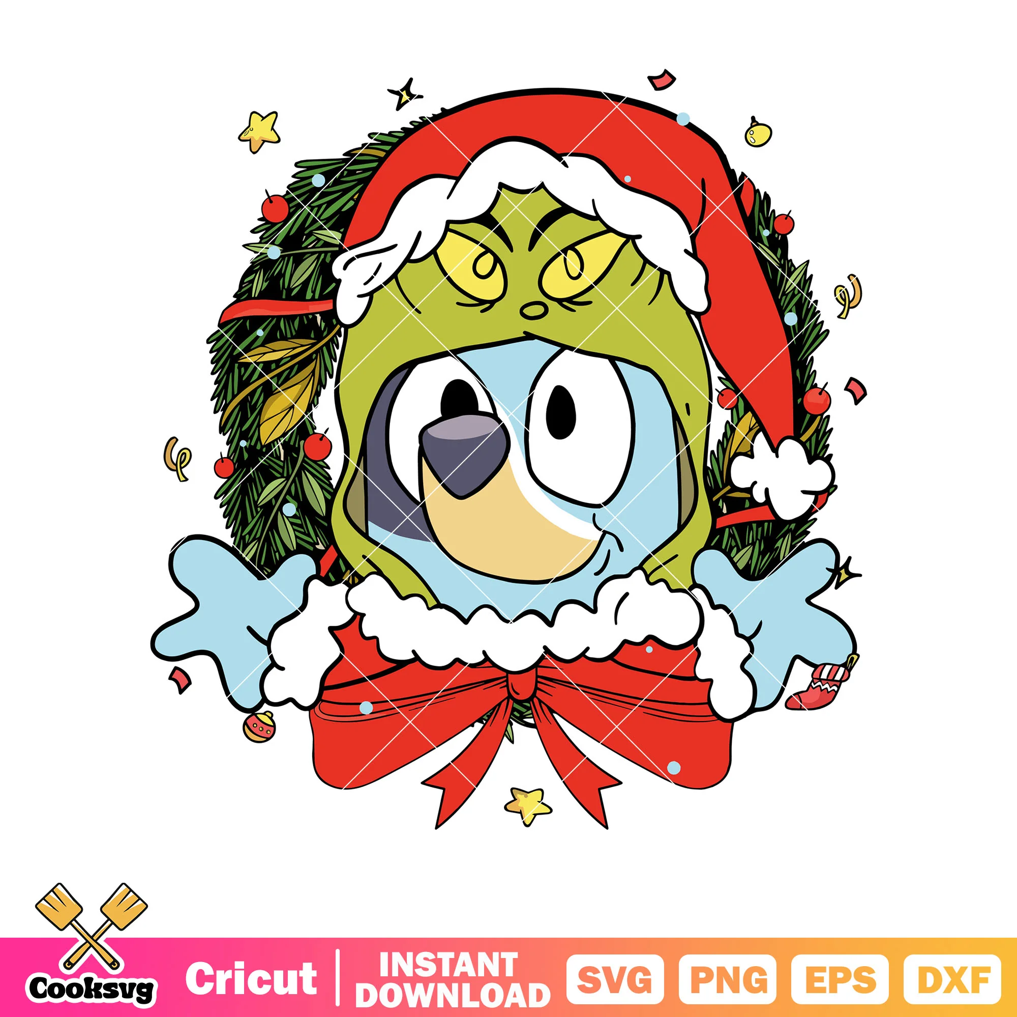 Disfraz bluey grinch svg, christmas grinch svg, bluey christmas svg, bluey svg