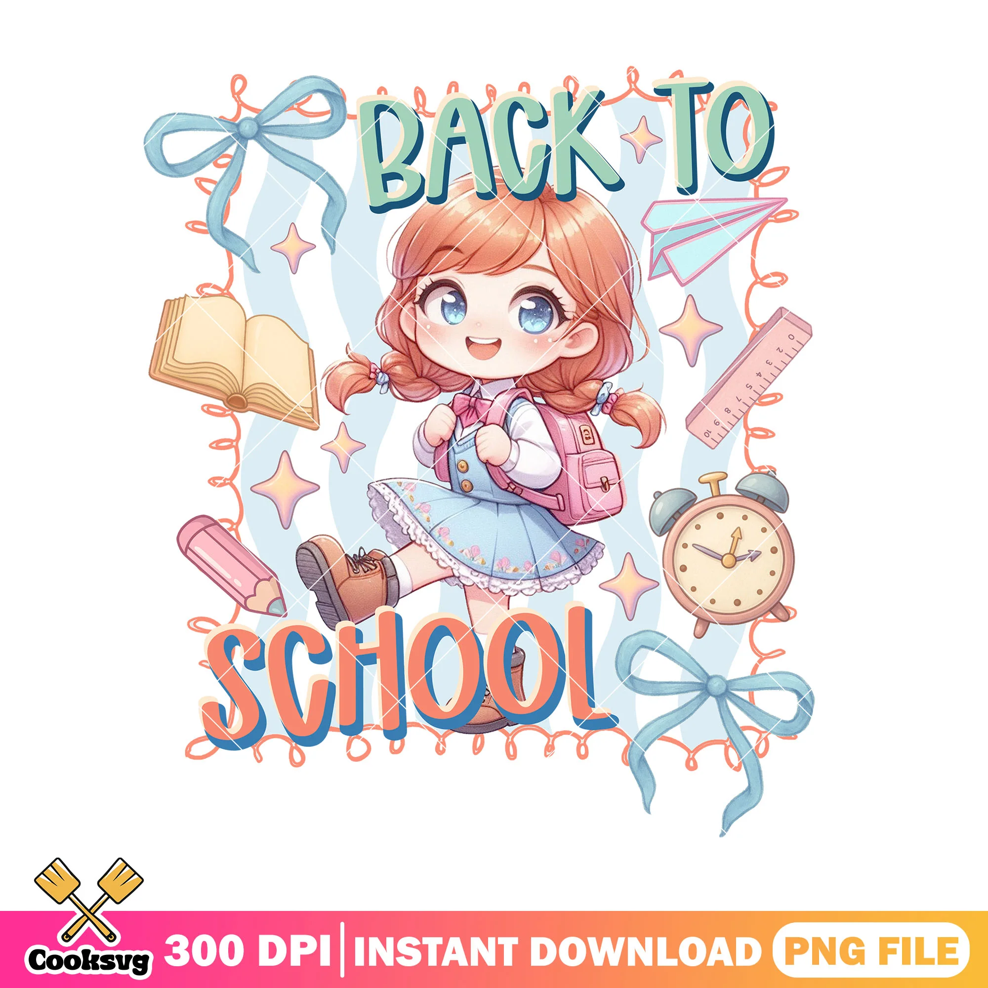 Disney anna chibi png, disney world png, back to school decor png
