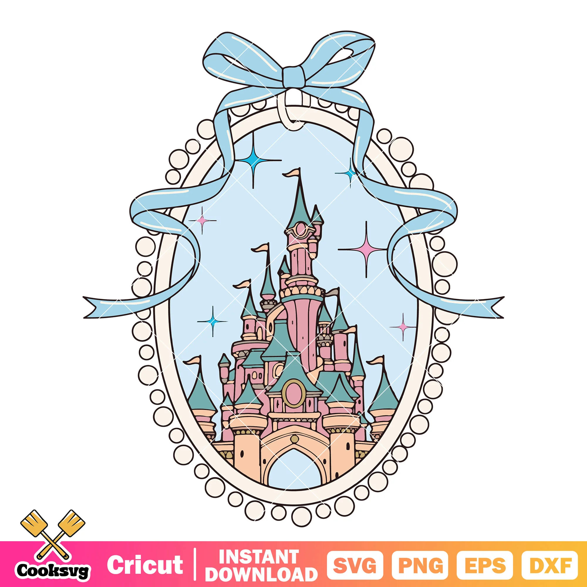 Disney castle and mirror blue svg, disney magic mirror svg