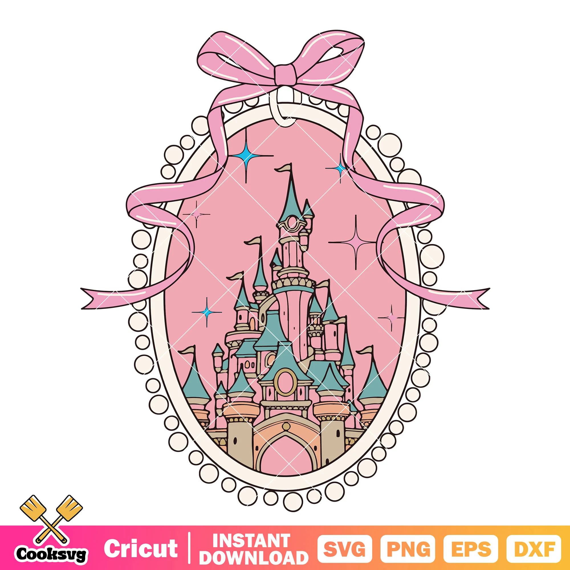Disney castle and mirror pink svg, disney magic mirror svg
