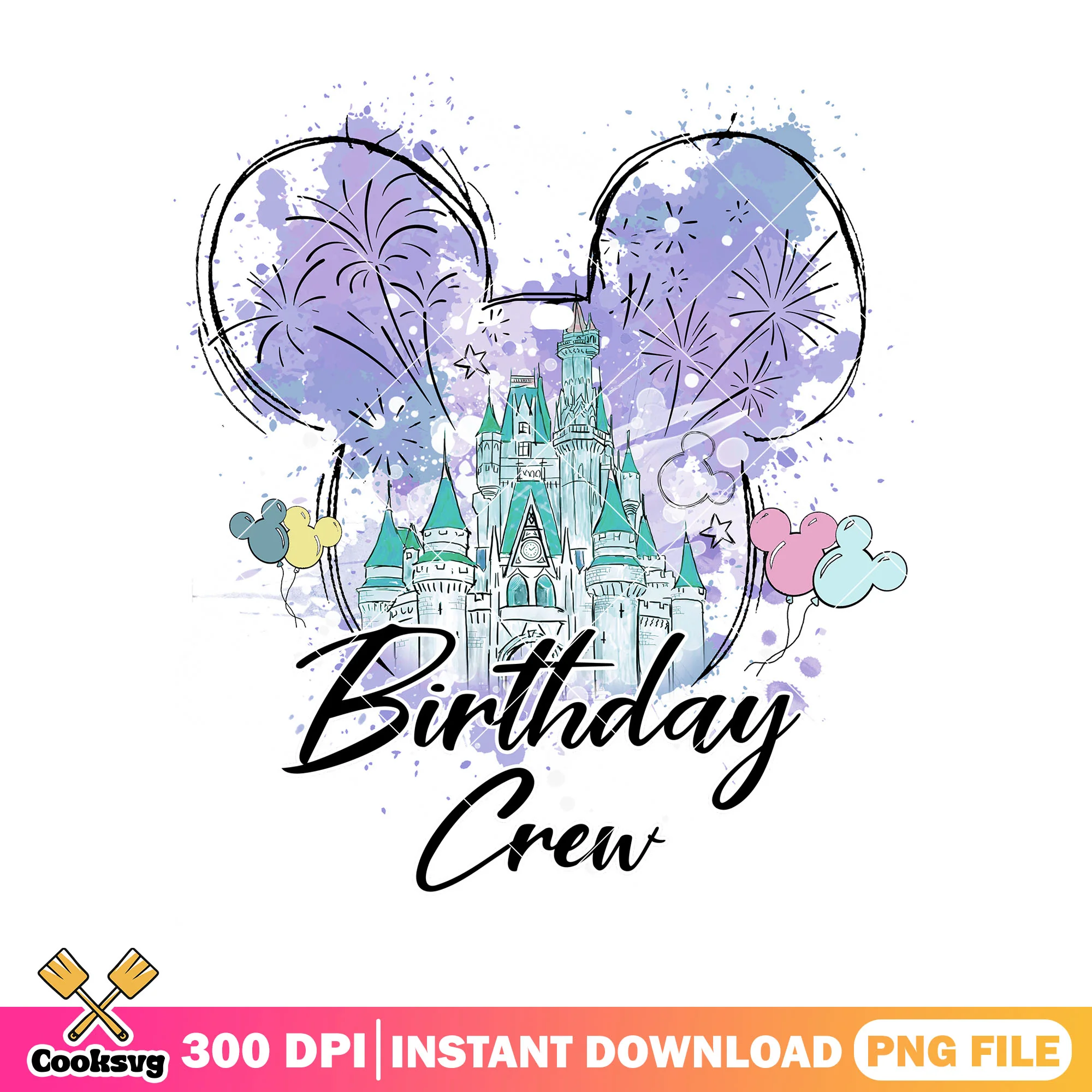 Disney castle birthday crew png, disney castle png, birthday gifts png