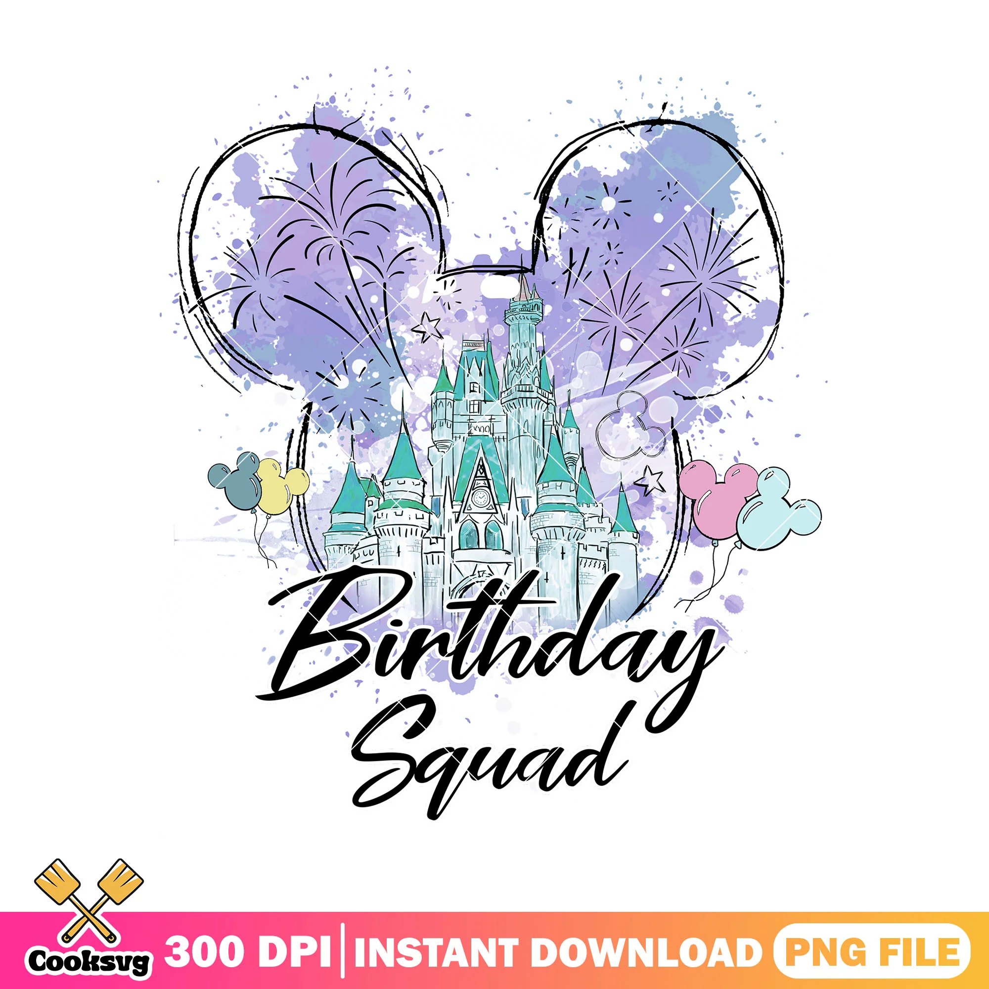 Disney castle birthday squad png, disney land png, birthday gifts png