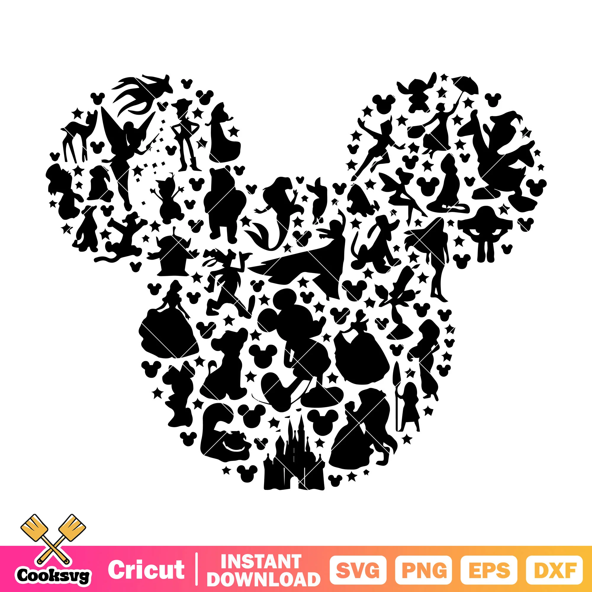 Disney character in mickey head svg, disney characters svg, mickey head svg