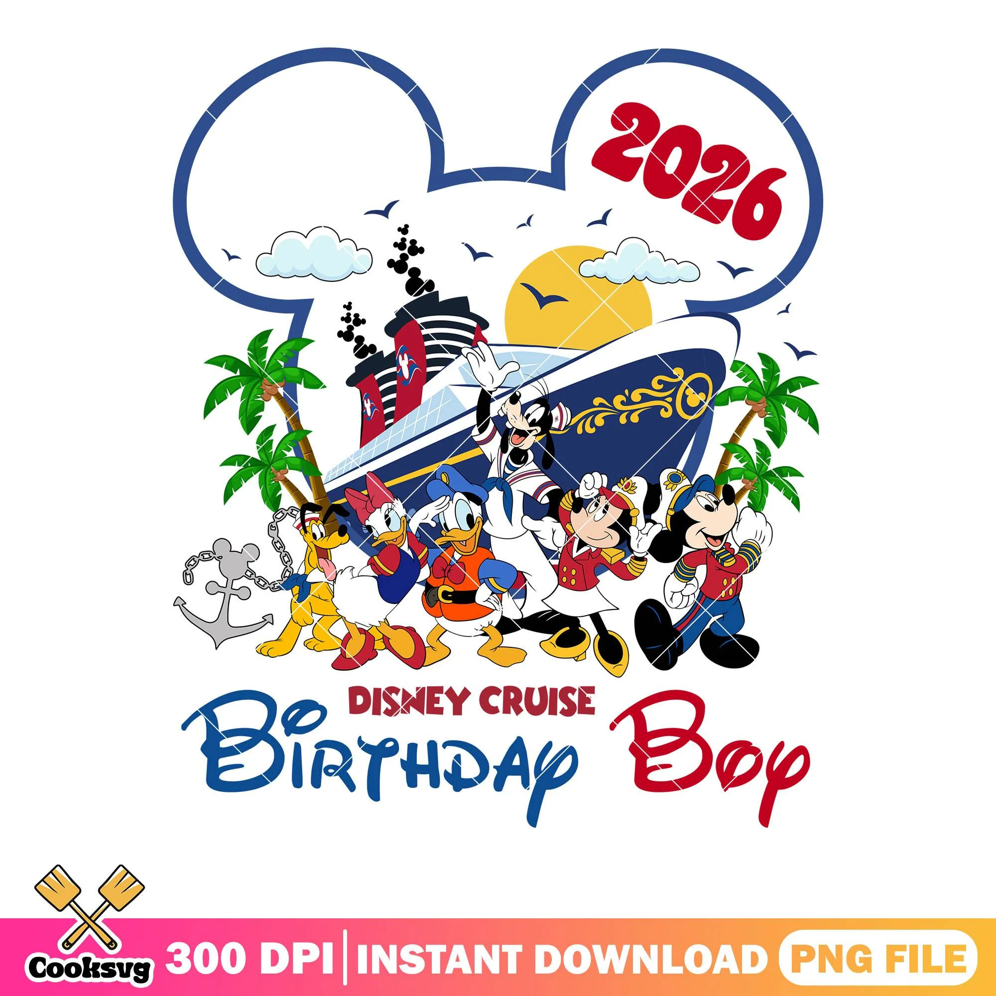 Disney cruise birthday boy png, mickey and friends png, disney cruise png