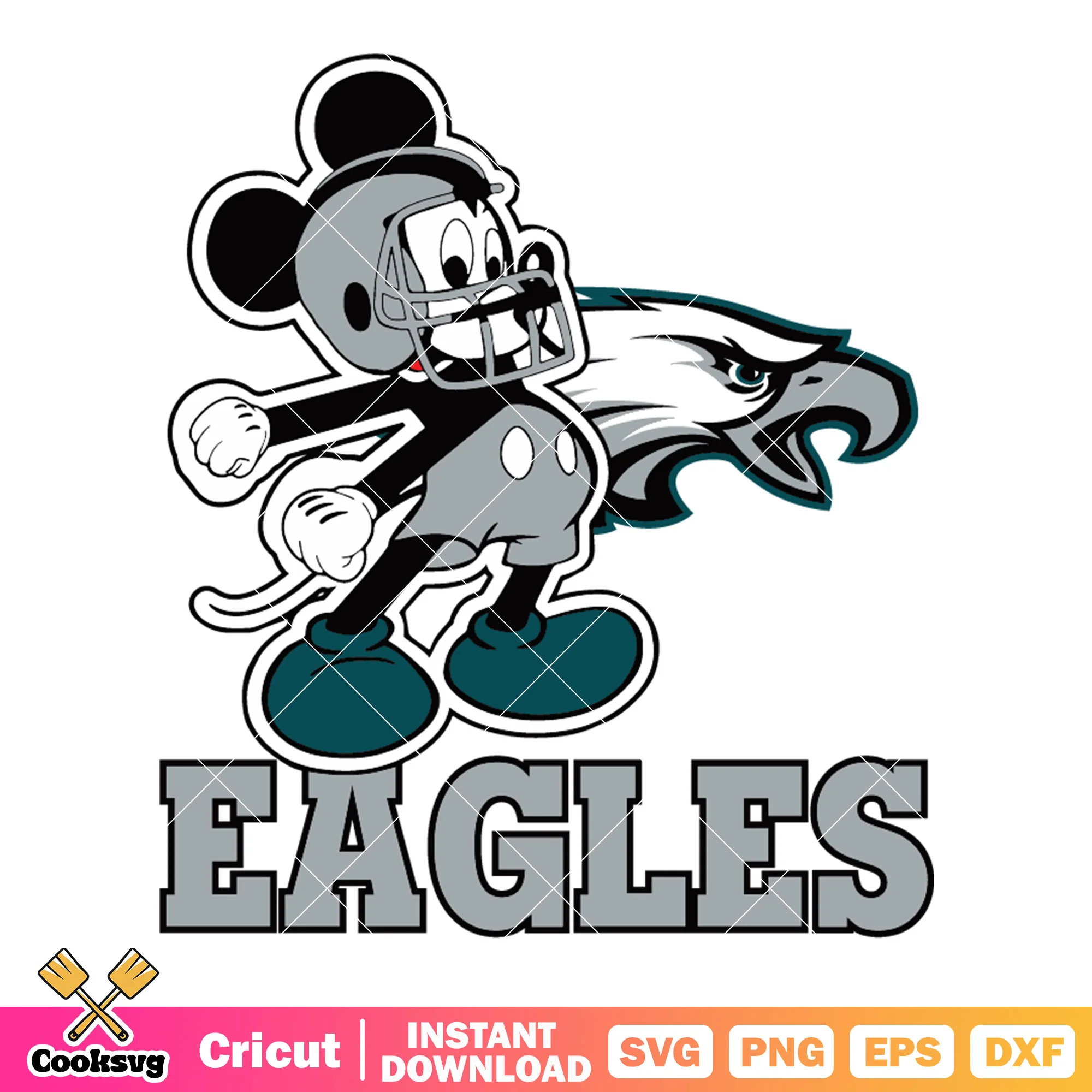 Disney football nfl svg, philadephia eagles svg, mickey mouse svg