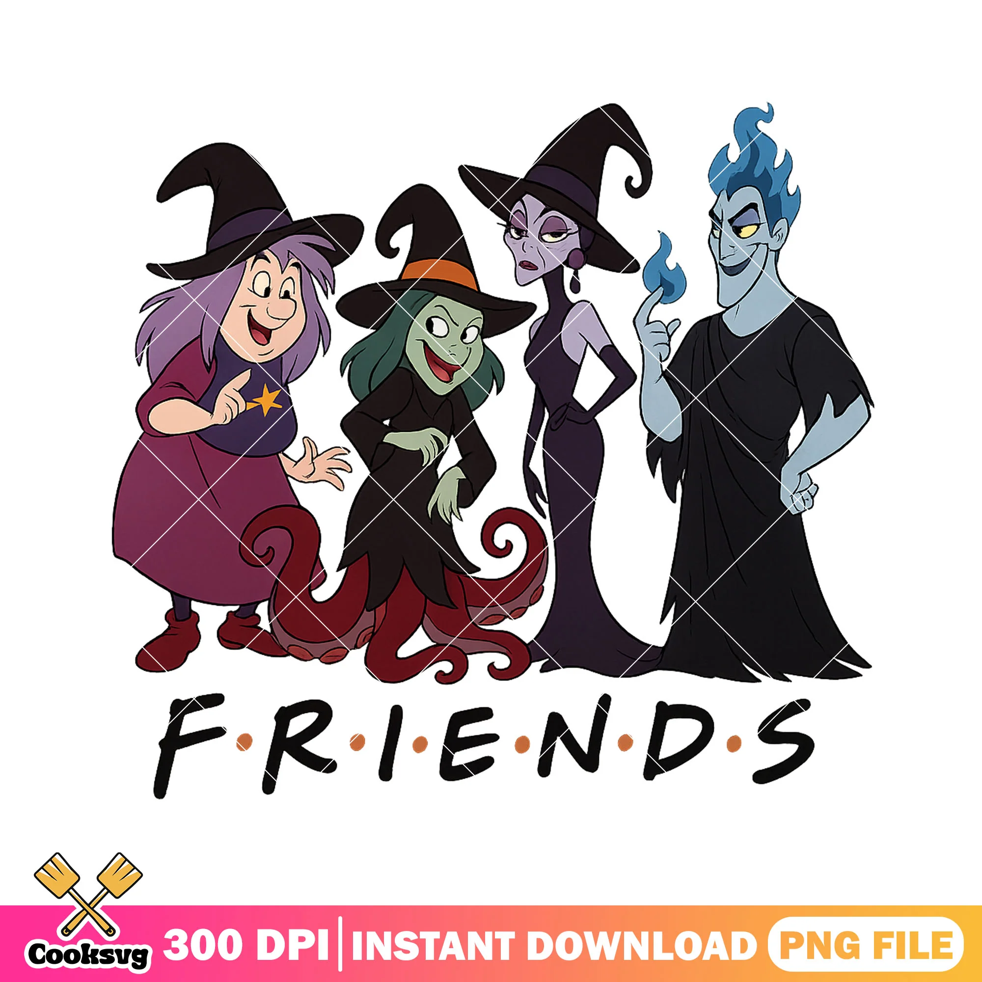 Disney friends villains on halloween png, halloween spirit png