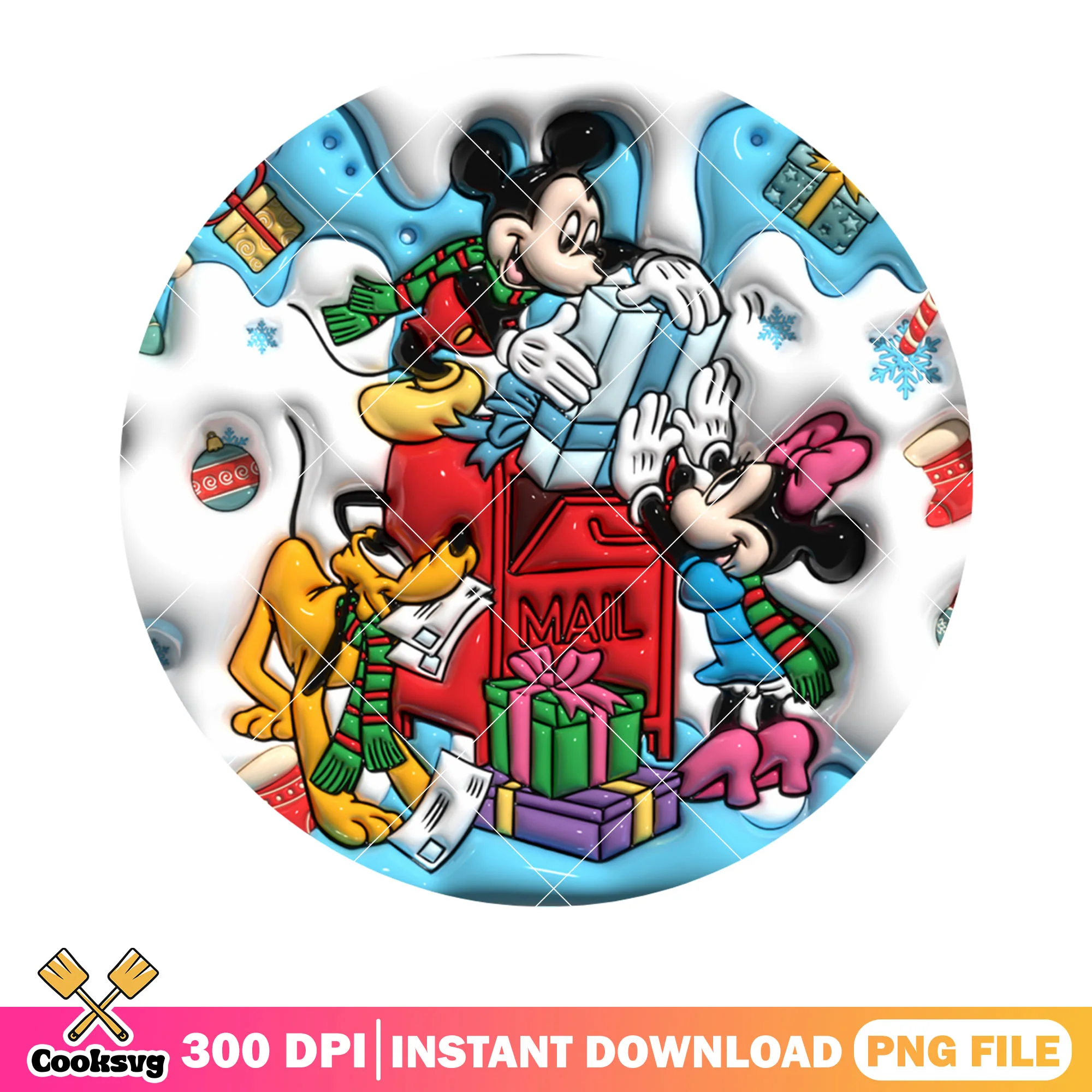 Disney gifts in christmas png, mickey mouse png, minnie mouse png