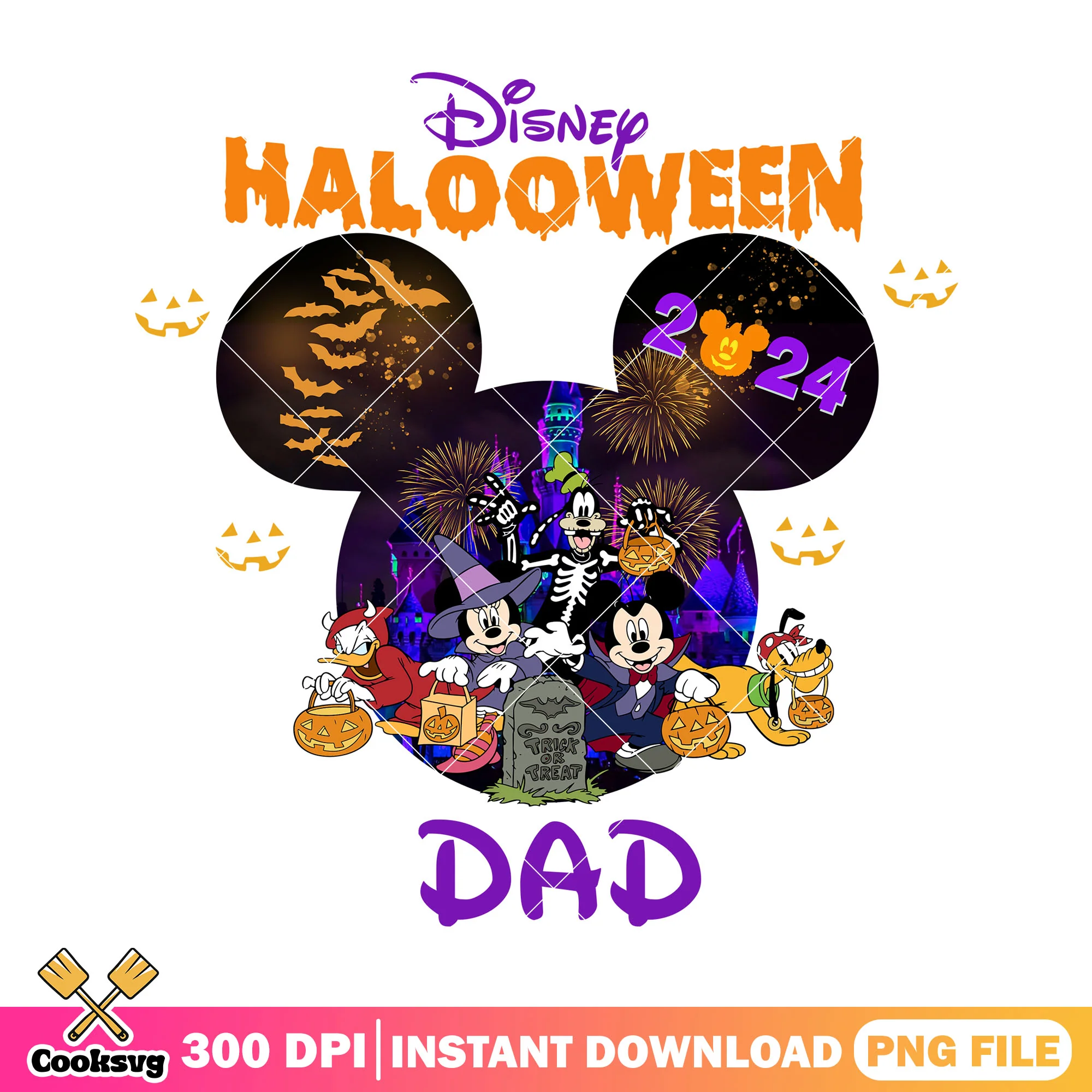 Disney halloween dad mickey and friends png, disney characters png