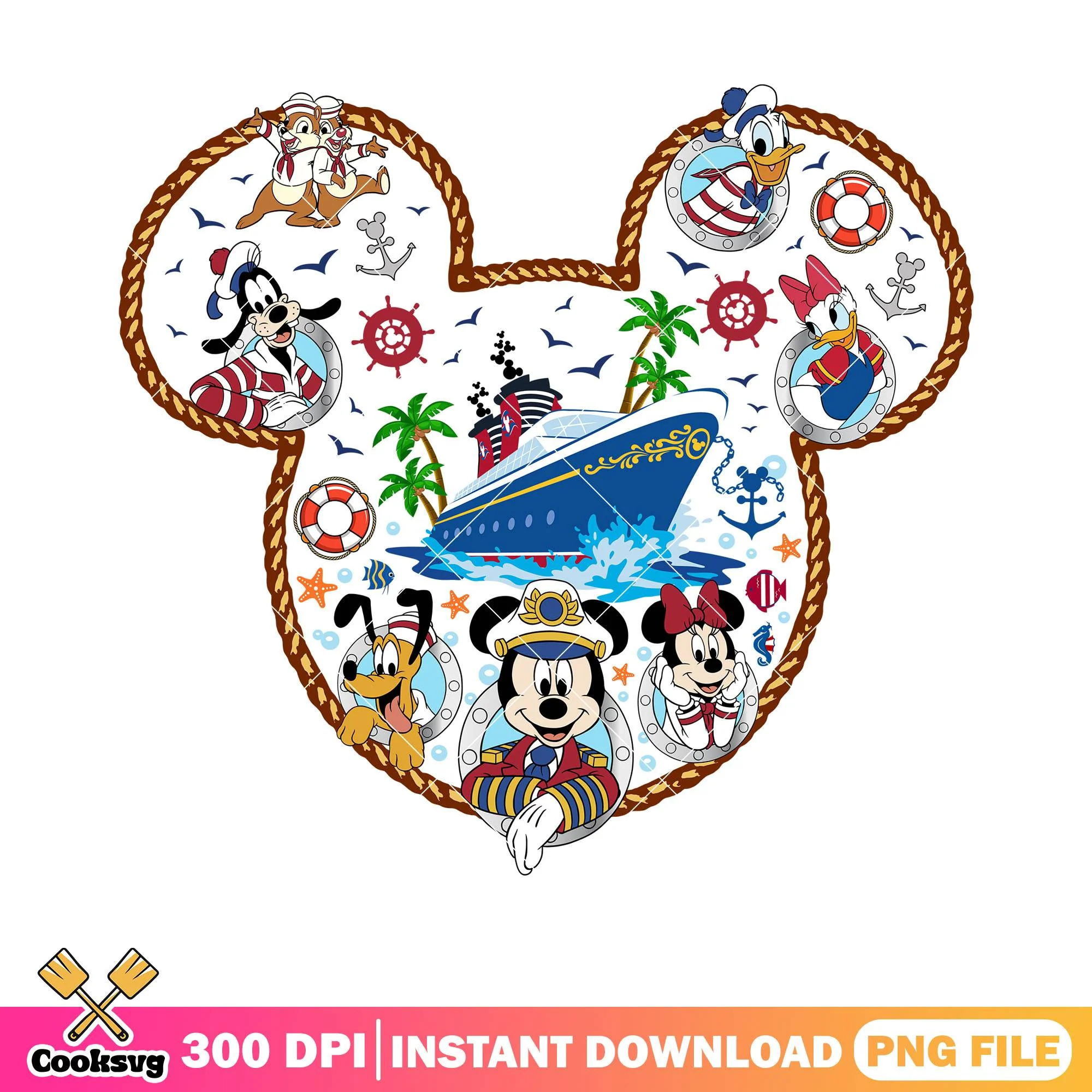 Disney icon cruise png, mickey and friends png, cruise travel png